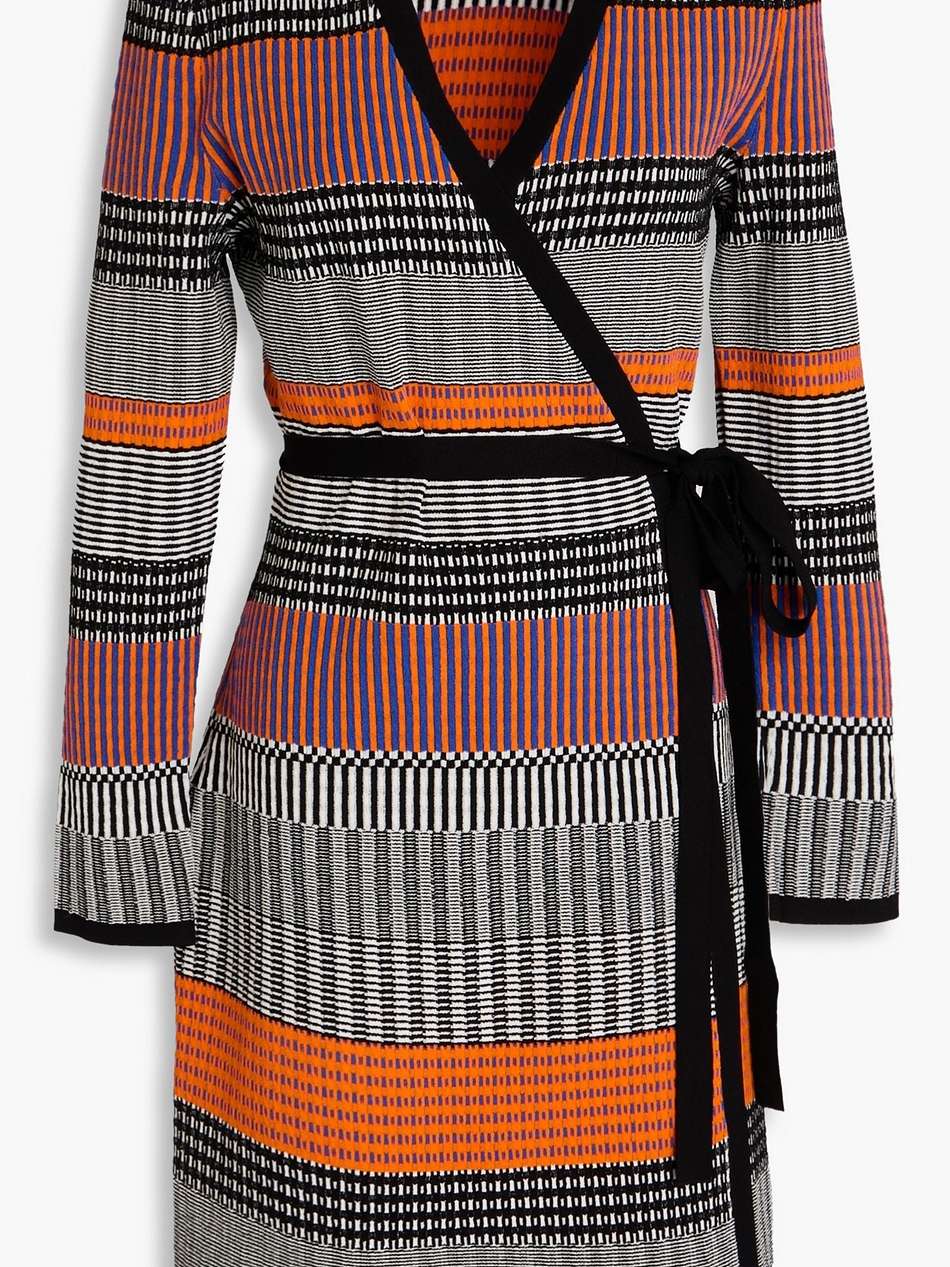brigid striped jacquard-knit wrap dress