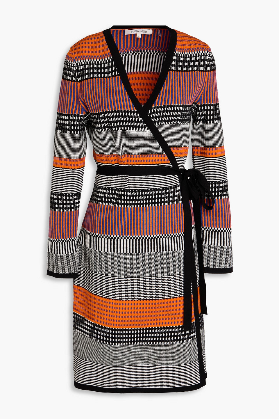 Brigid striped jacquard-knit wrap dress