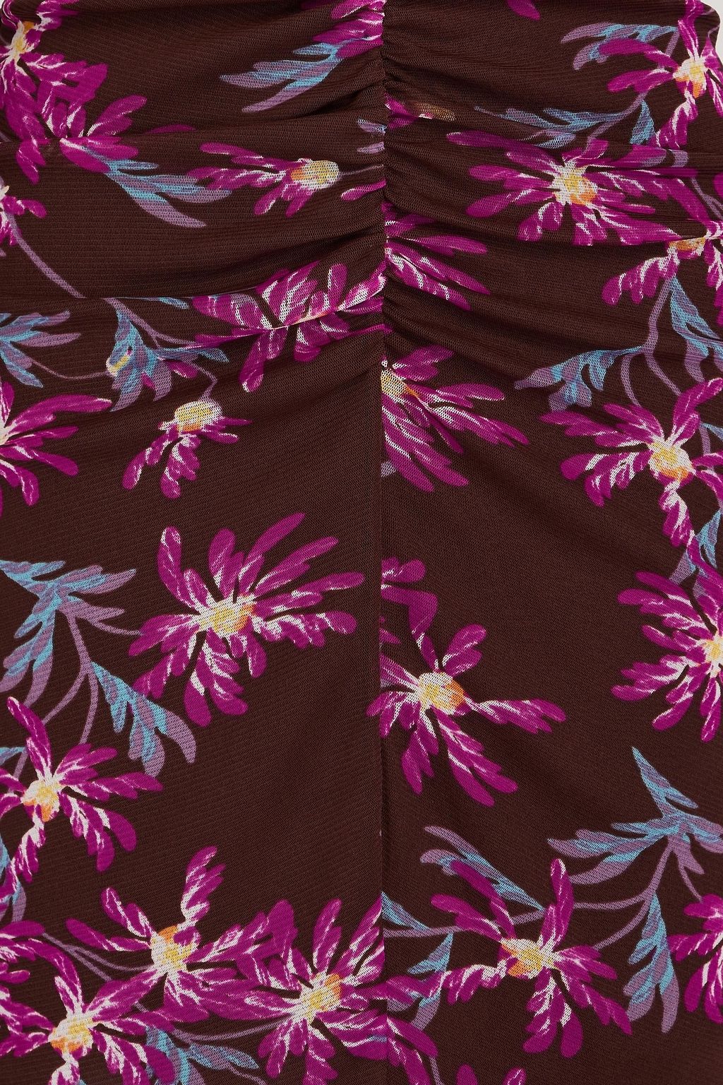 DIANE VON FURSTENBERG فستان Clementine من الشبك المطاطي وبطبعة الأزهار وبتأثير مزموم