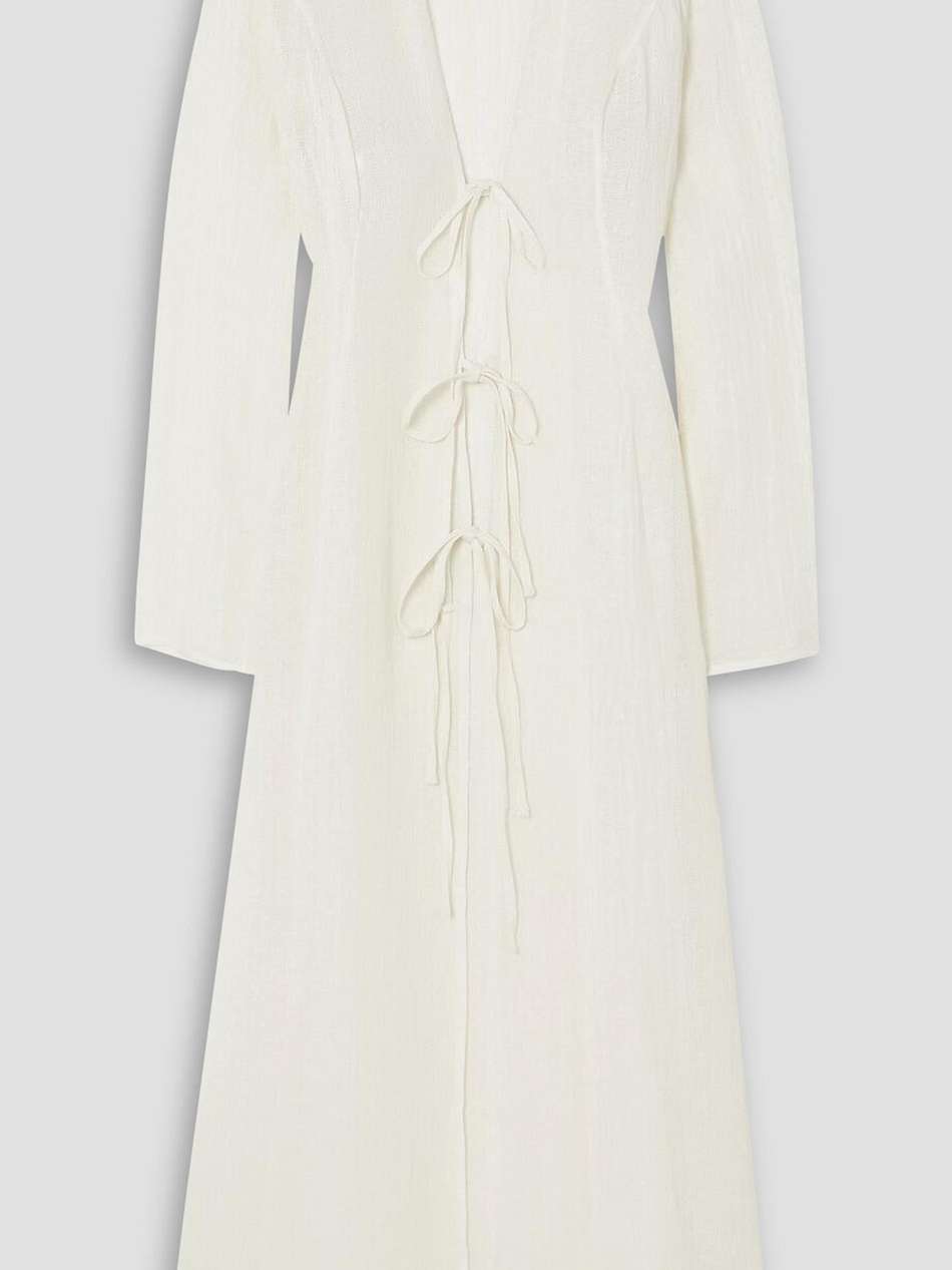dehmit tie-detailed linen-gauze maxi dress