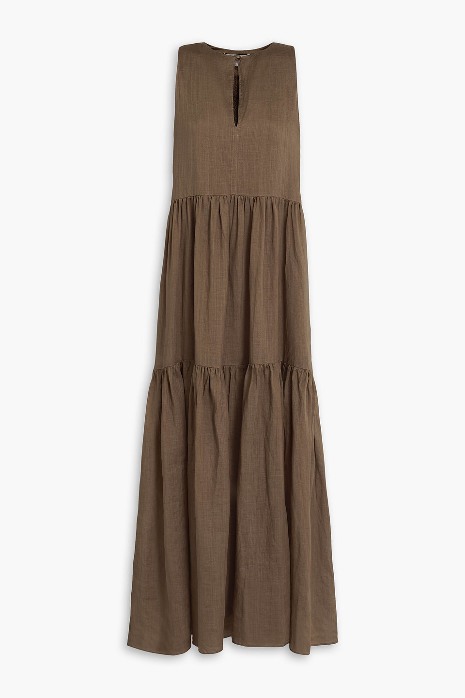 Tiered ramie maxi dress