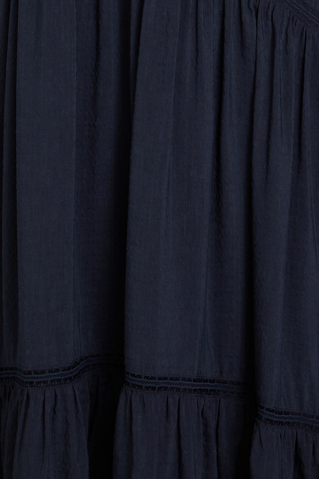 FRAME Lace-trimmed linen-blend seersucker midi dress