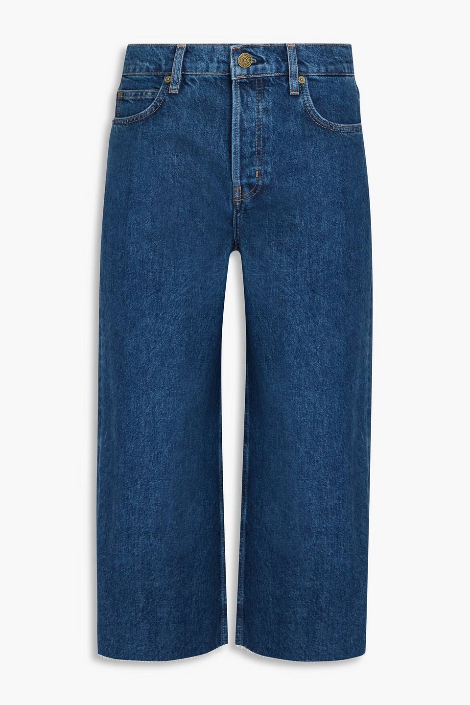 Frame Cropped High-rise Straight-leg Jeans In Mid Denim