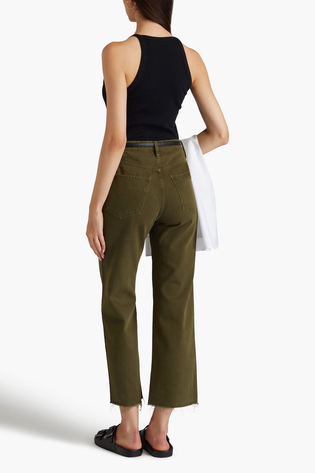 FRAME بنطلون جينز قصير Le Jane Crop بأرجل مستقيمة وبخصر عالٍ