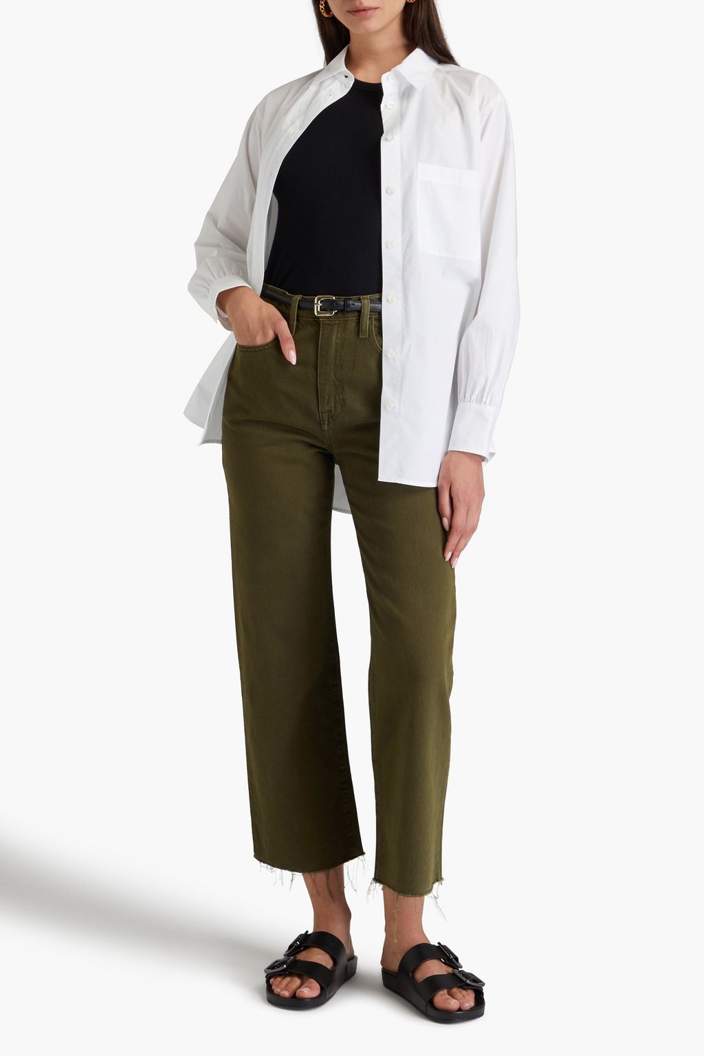 FRAME بنطلون جينز قصير Le Jane Crop بأرجل مستقيمة وبخصر عالٍ