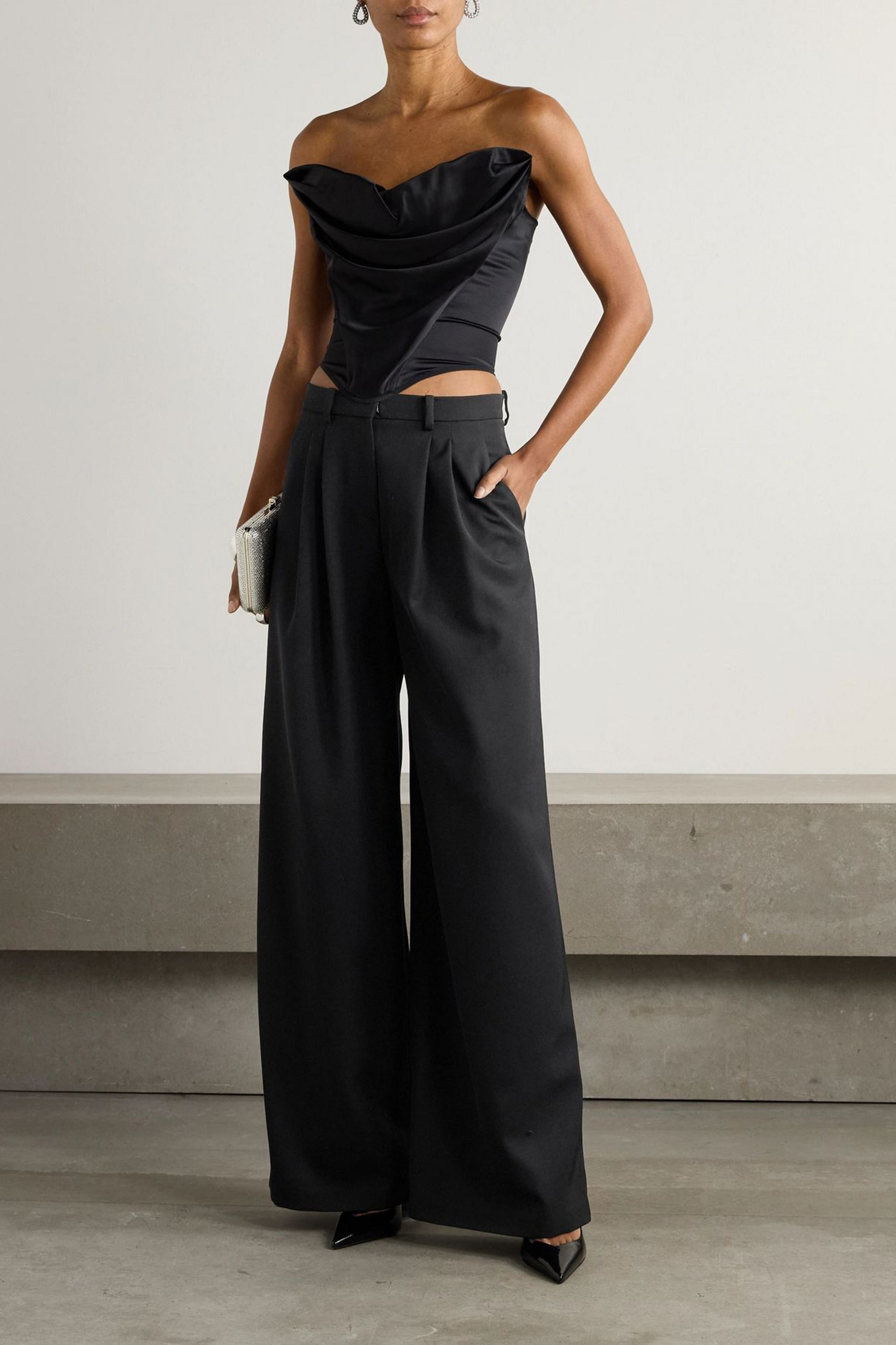 Magda Butrym Pleated wool-twill wide-leg pants