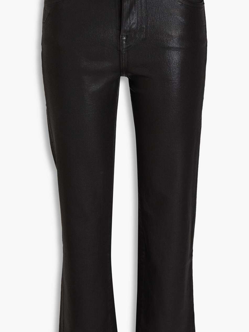 coated high-rise straight-leg jeans