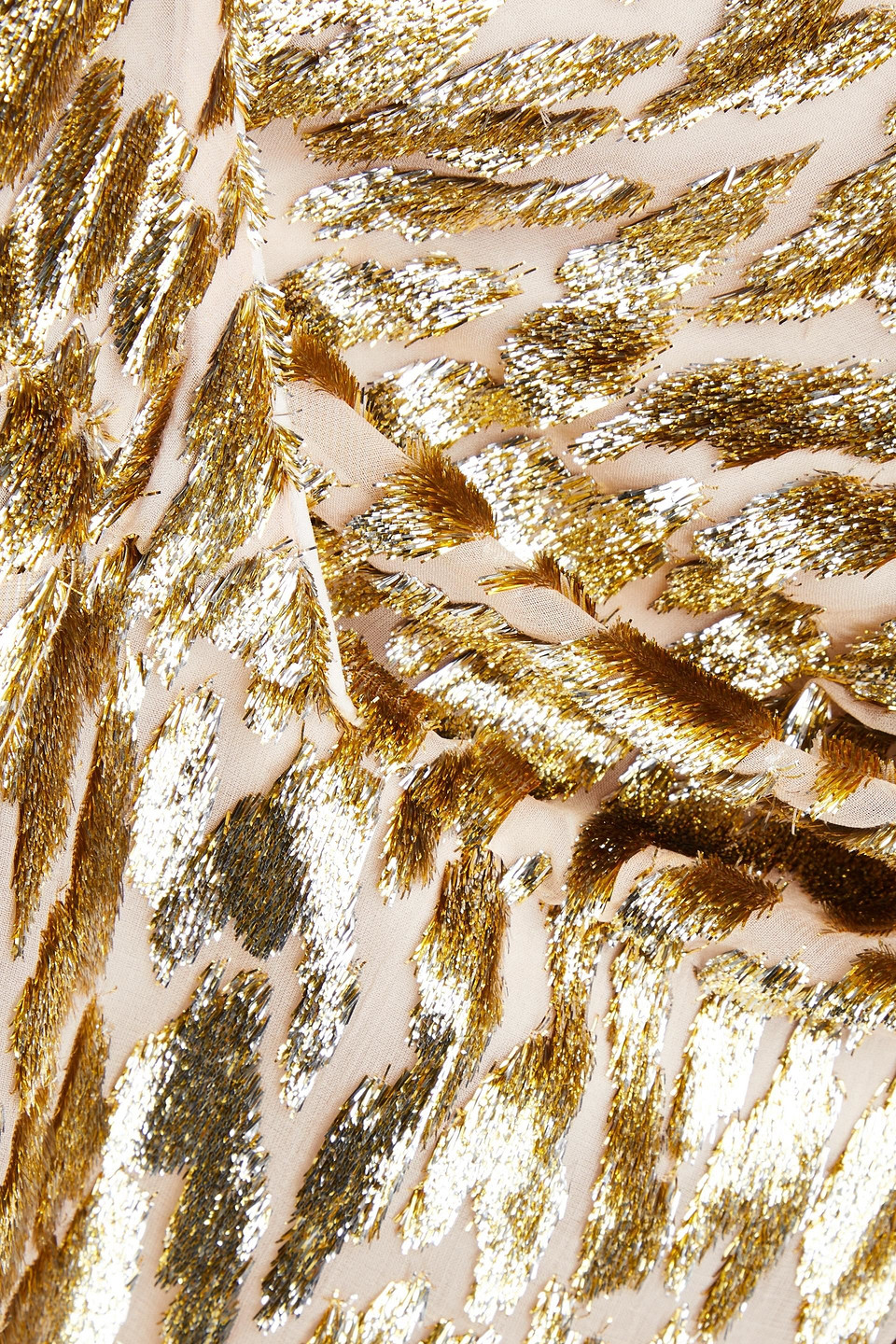 SIMKHAI CAMRYN WRAP-EFFECT METALLIC FIL COUPÉ LUREX AND SILK-BLEND MINI DRESS