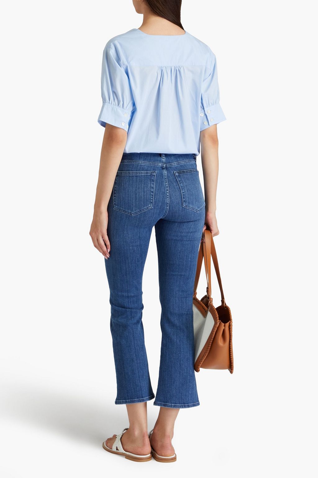 FRAME بنطلون جينز Le Crop Mini Boot قصير بقصّة بوت كت وبخصر عالٍ