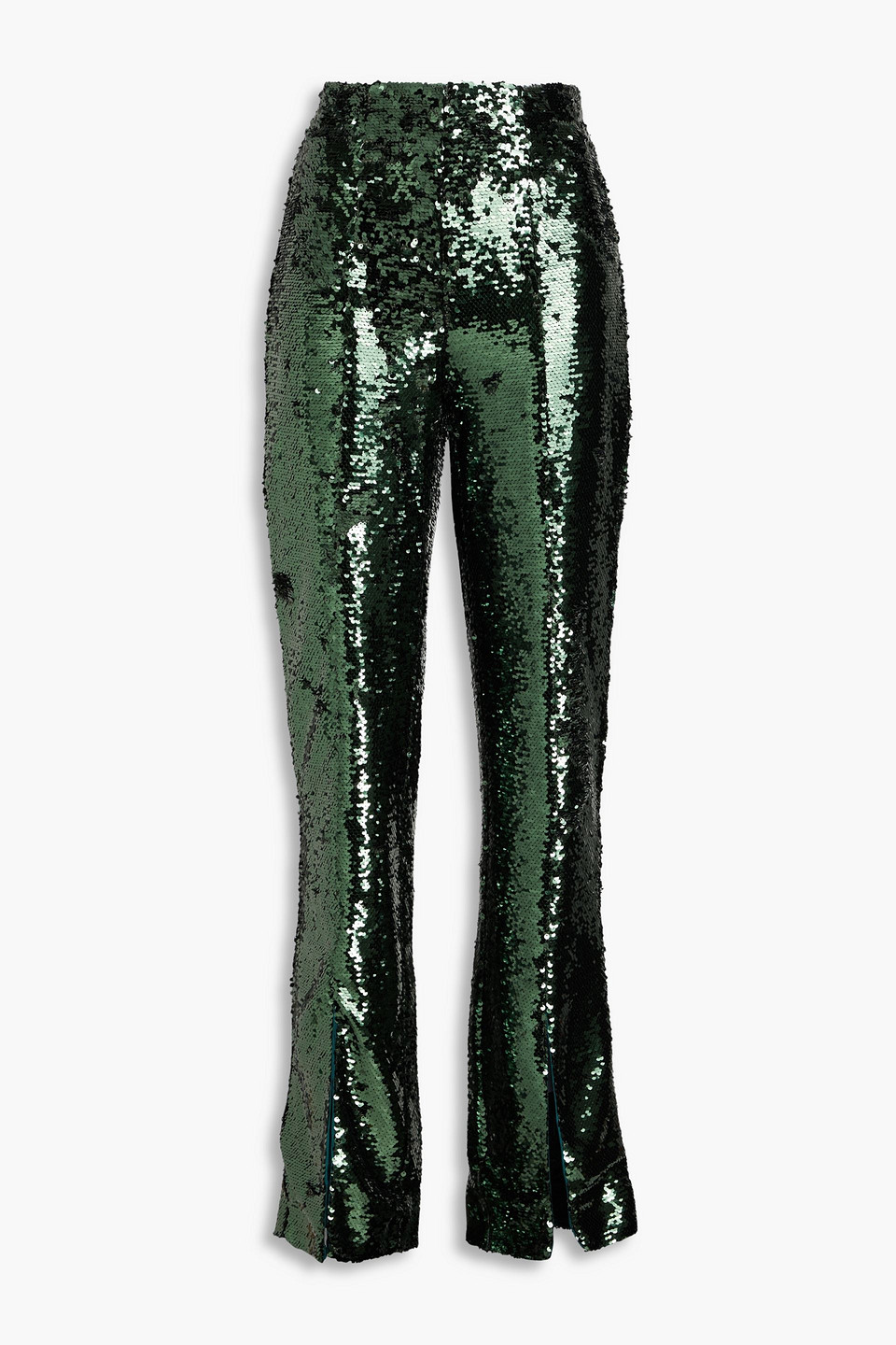 Simkhai Ariah Sequined Tulle Straight-leg Pants In Emerald