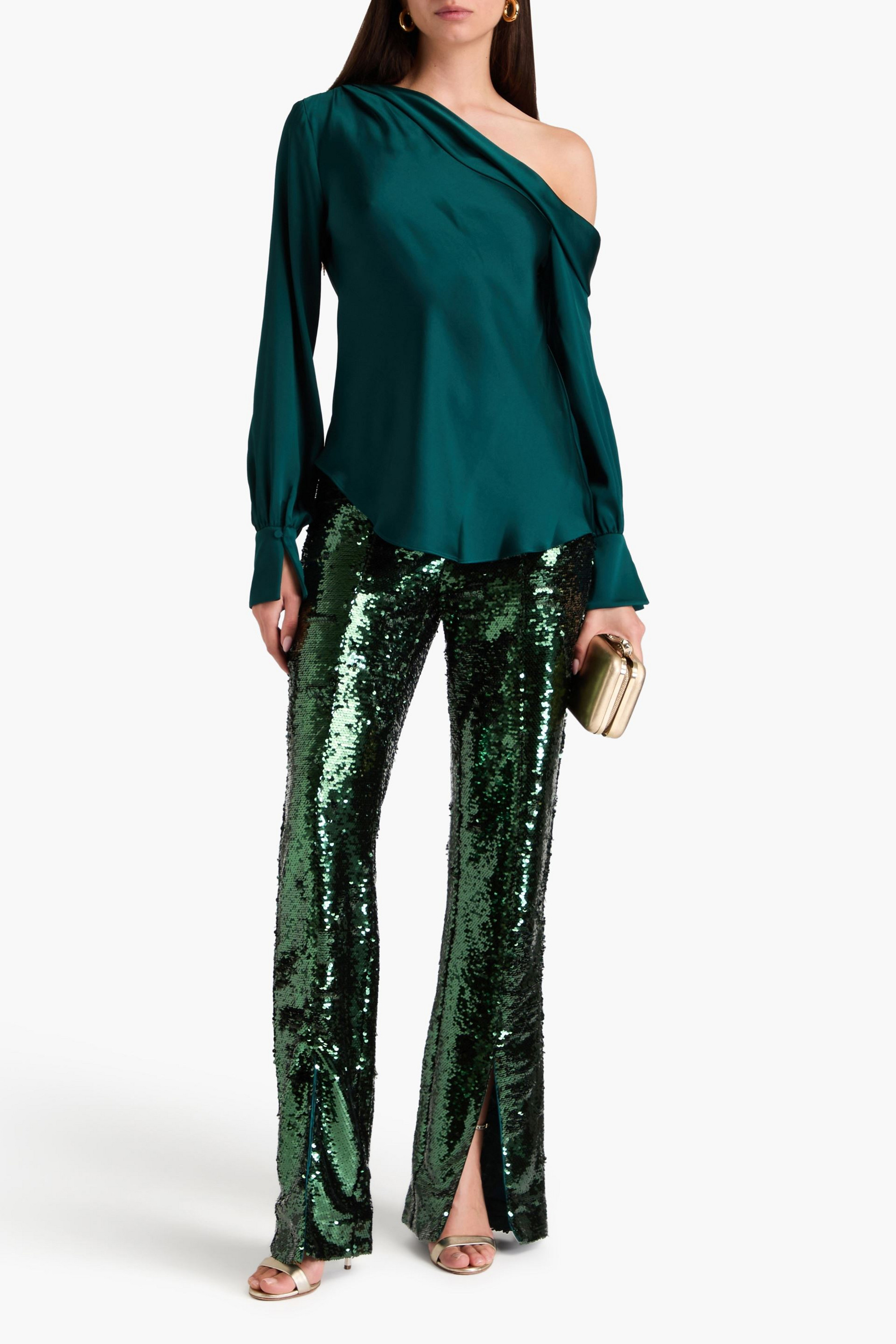 SIMKHAI Ariah sequined tulle straight-leg pants