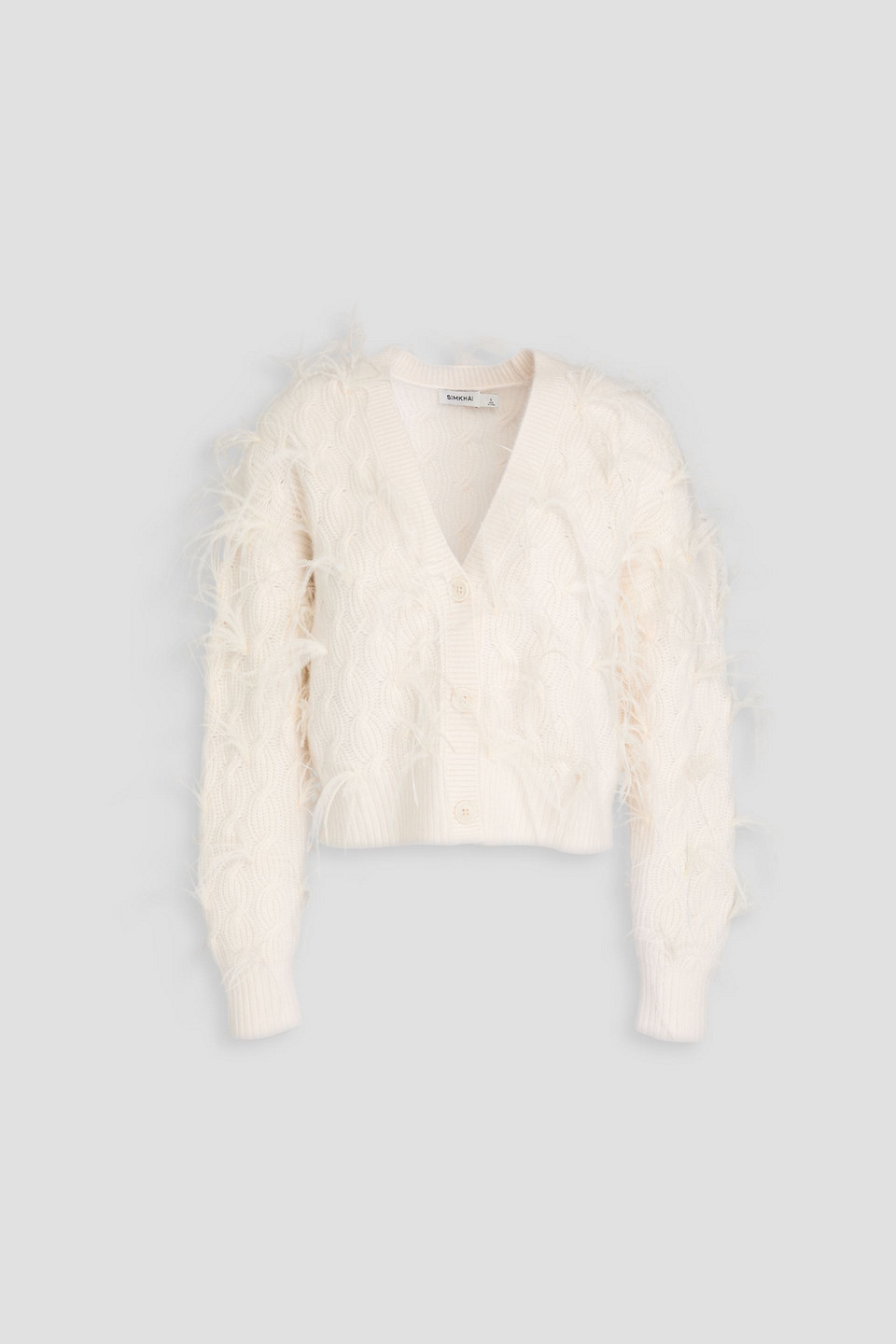 Simkhai Andres Cardigan Aus Einer Woll-kaschmirmischung Mit Zopfstrickmuster In Naturfarben