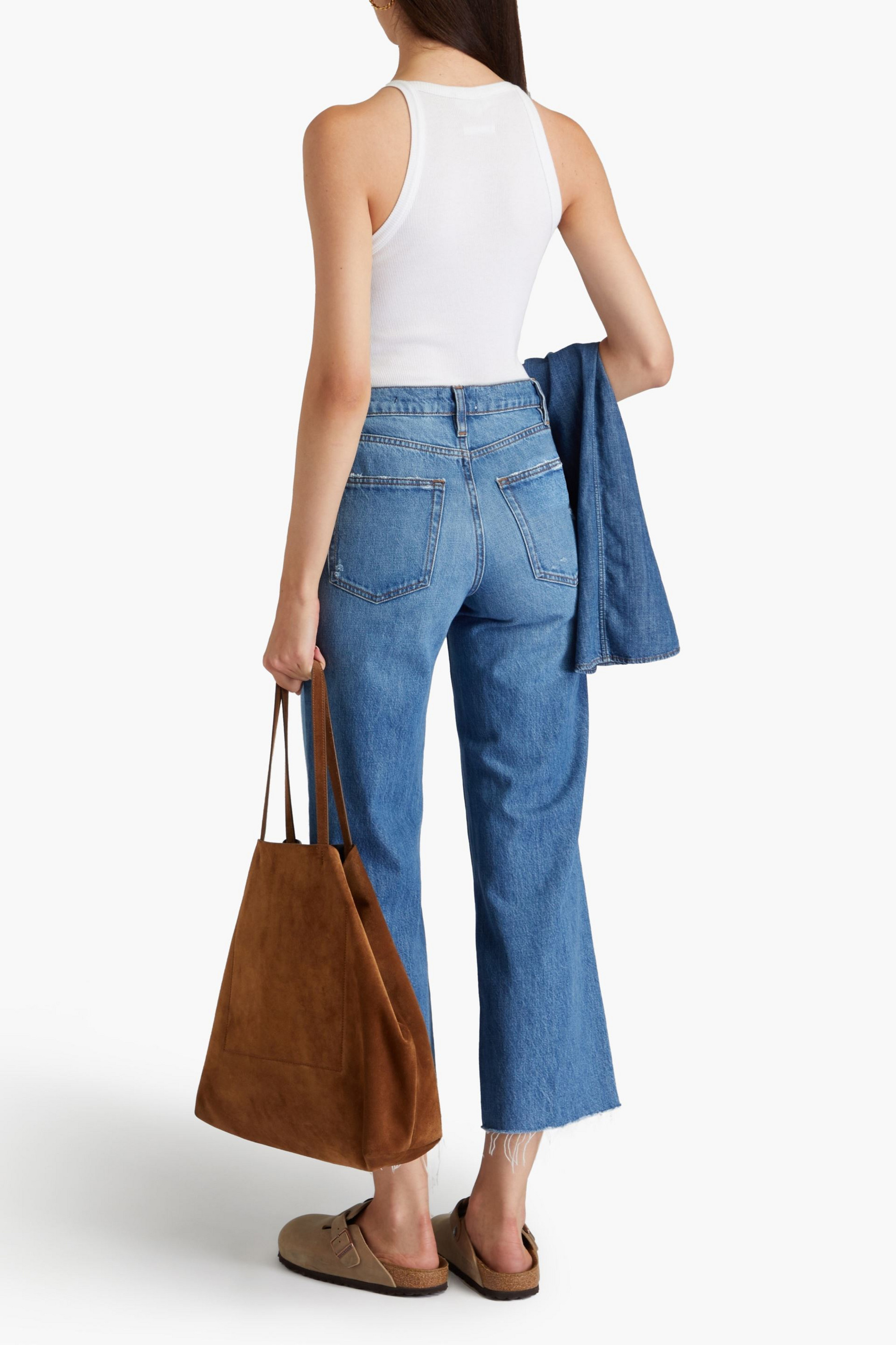 FRAME Relaxed Straight cropped distressed mid-rise straight-leg jeans