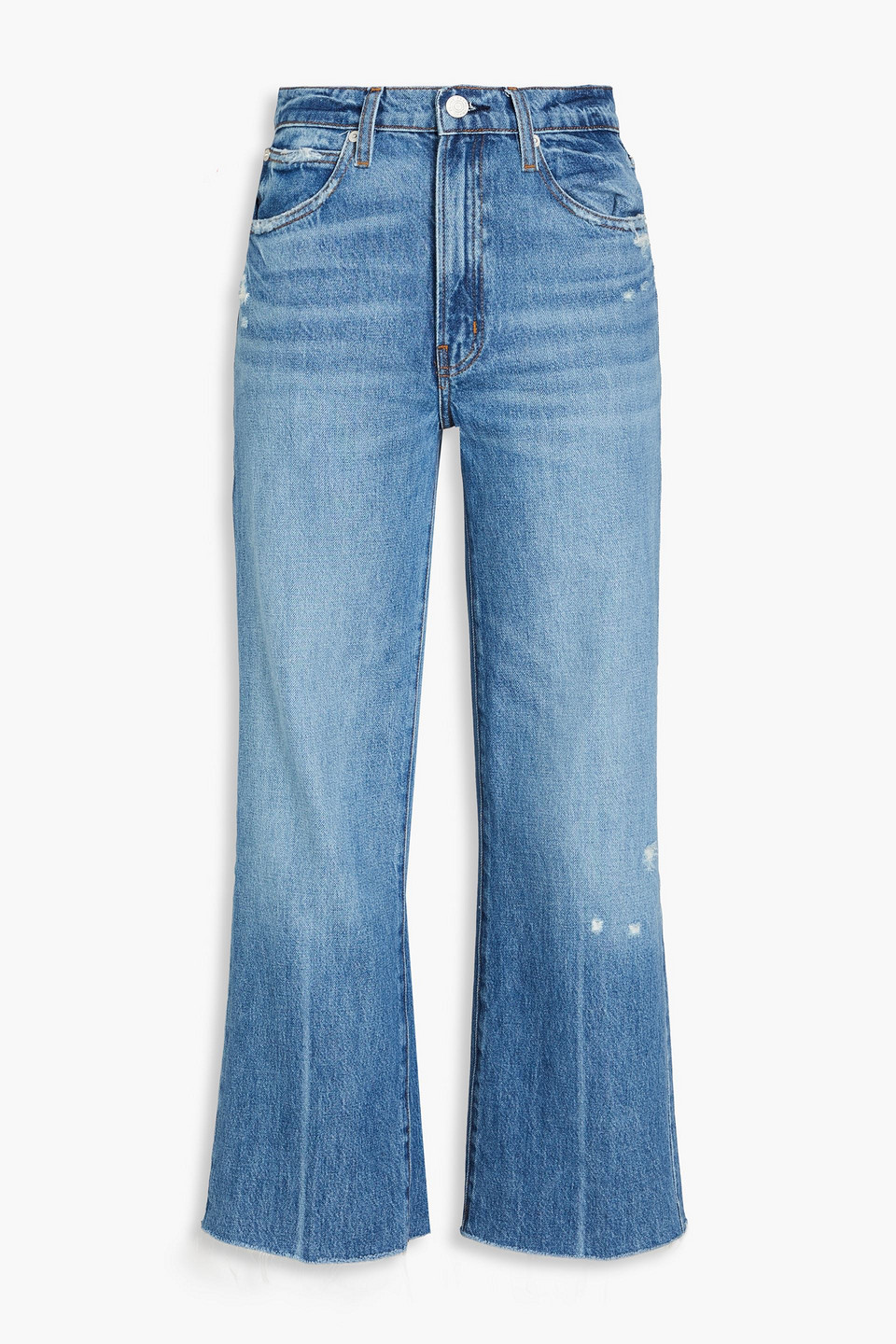 Frame Cropped High-rise Straight-leg Jeans In Mid Denim