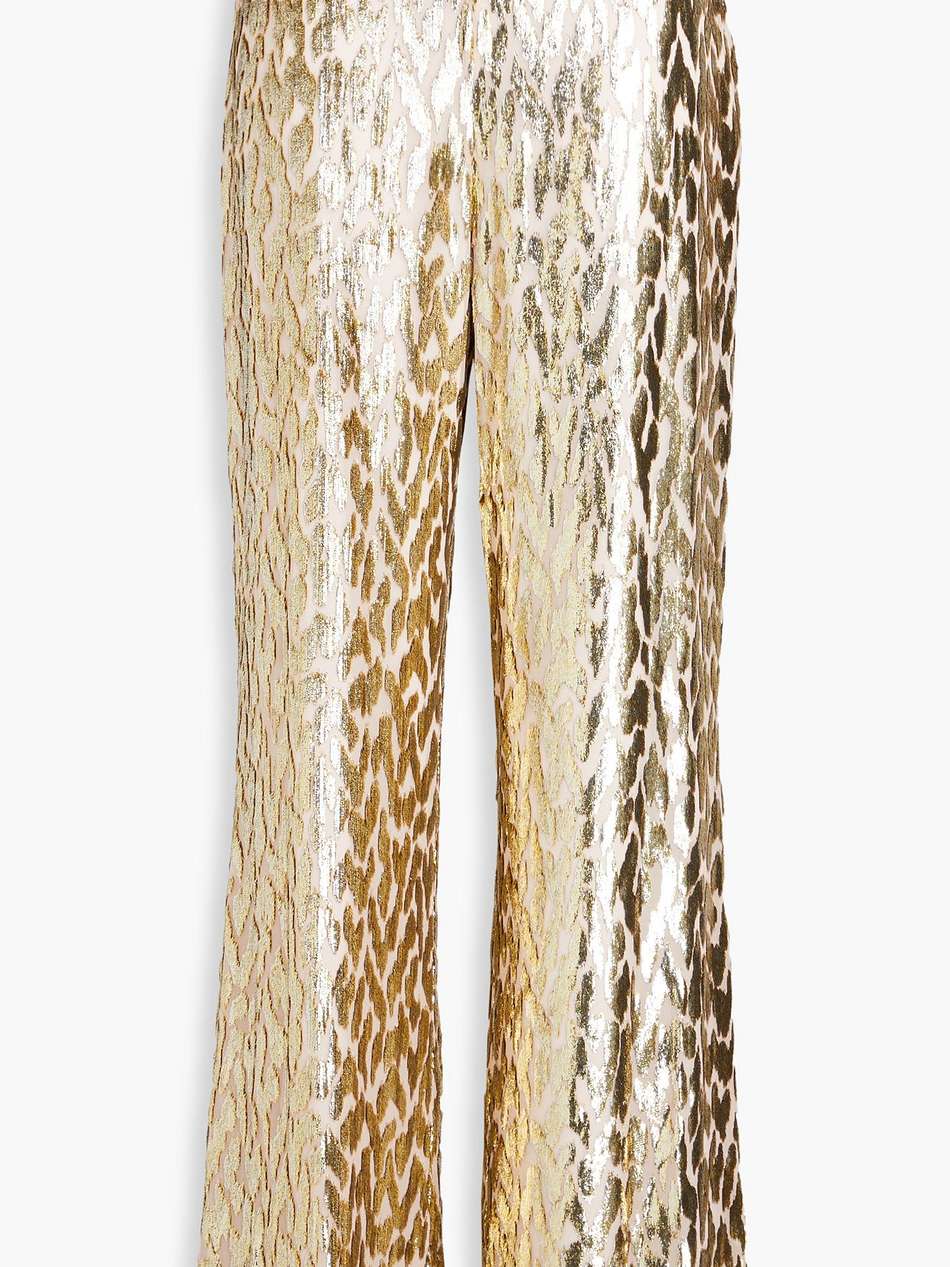 shivon metallic fil coupé lurex and silk-blend wide-leg pants