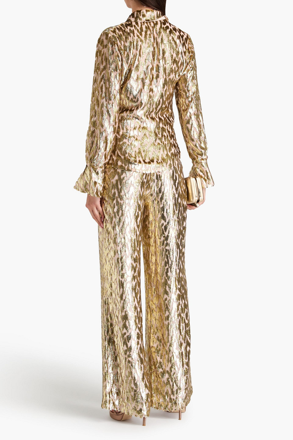 Simkhai Luella Leopard-print Blouse In Gold