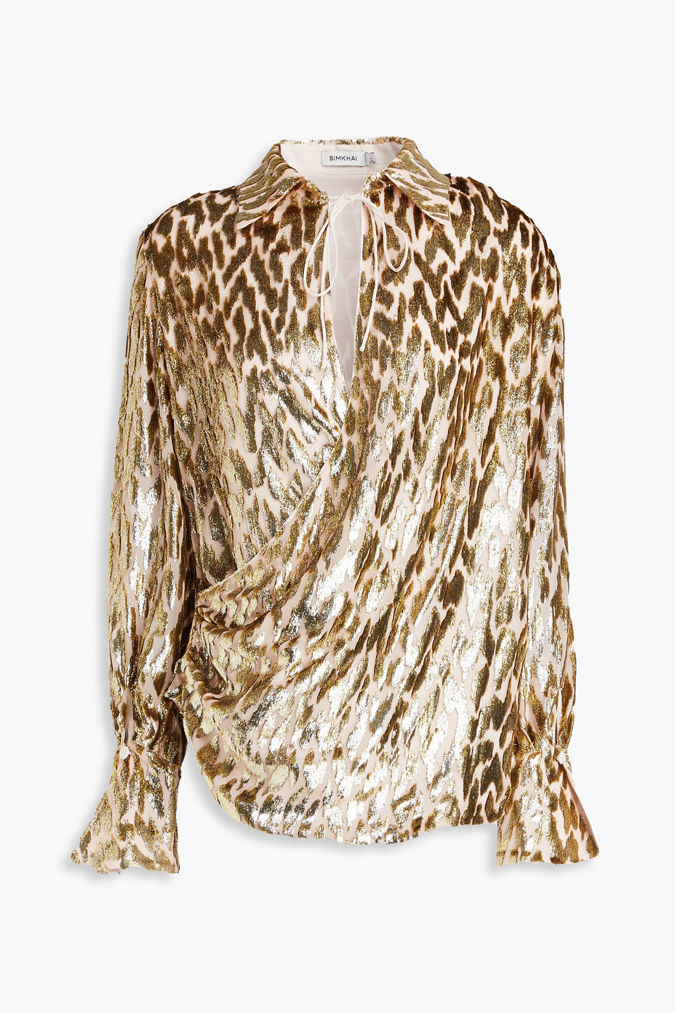 Simkhai Luella Leopard-print Blouse In Gold