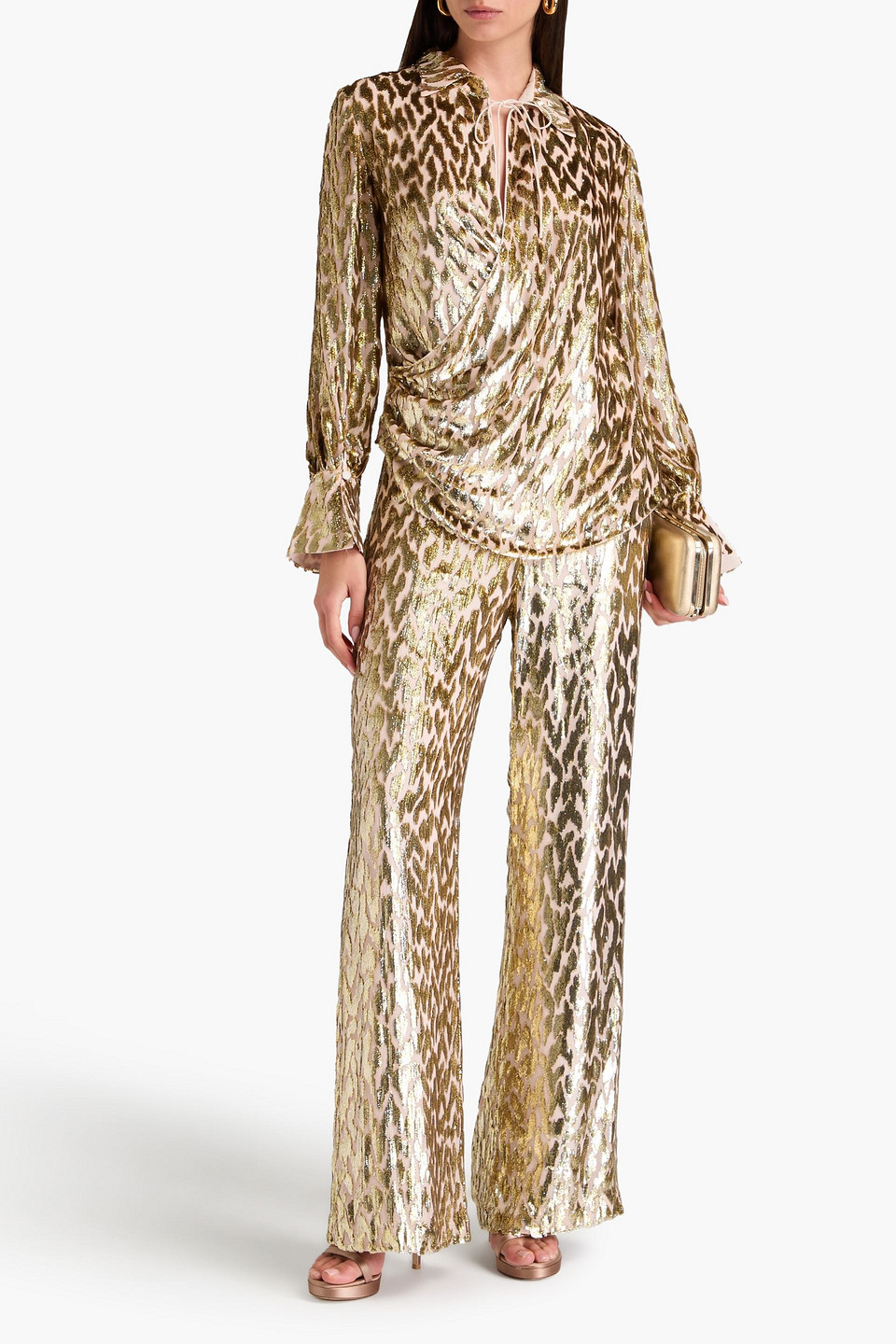 Simkhai Luella Leopard-print Blouse In Gold