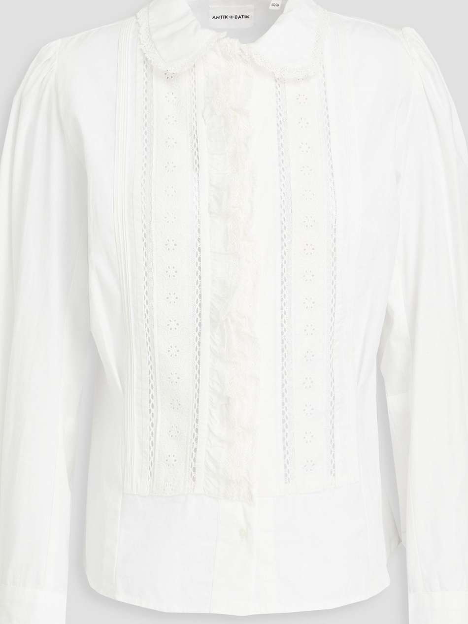 diane ruffled broderie anglaise-trimmed cotton-poplin blouse