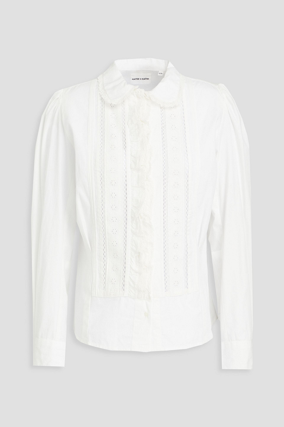 Diane ruffled broderie anglaise-trimmed cotton-poplin blouse