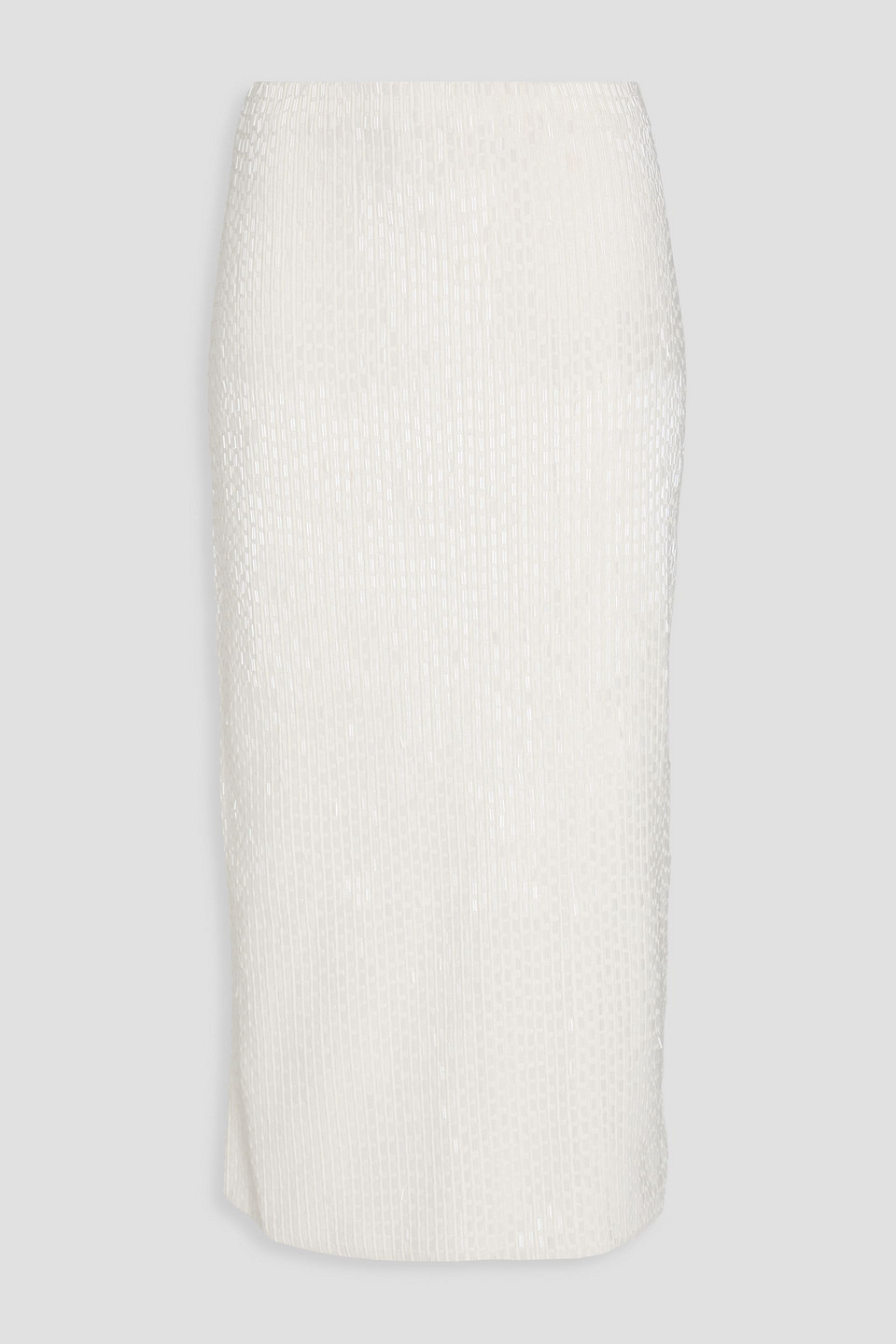 Simkhai Ellison Bead-embellished Knitted Midi Pencil Skirt In Ivory