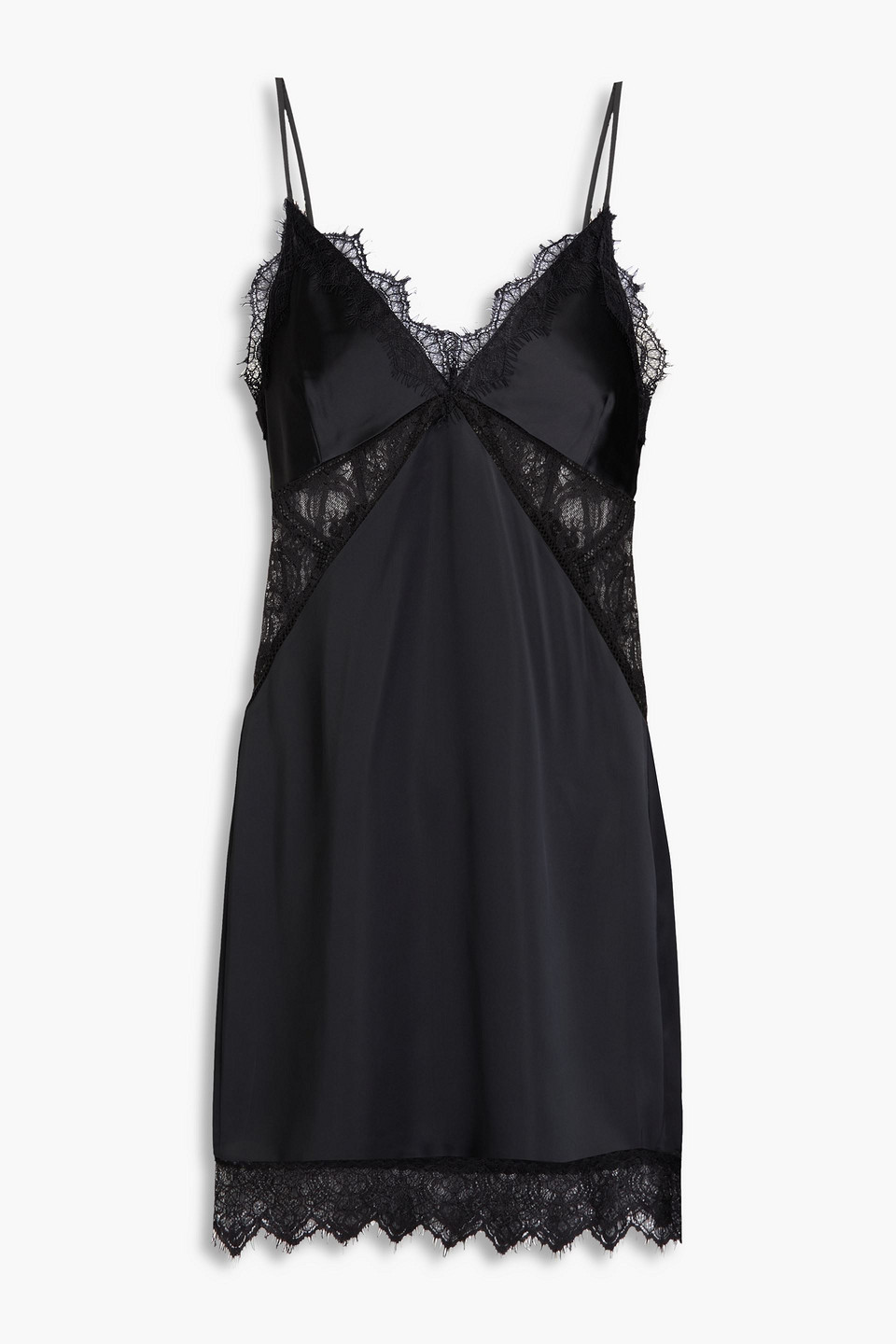 Simkhai Lucia Satin Mini Slip Dress In Black