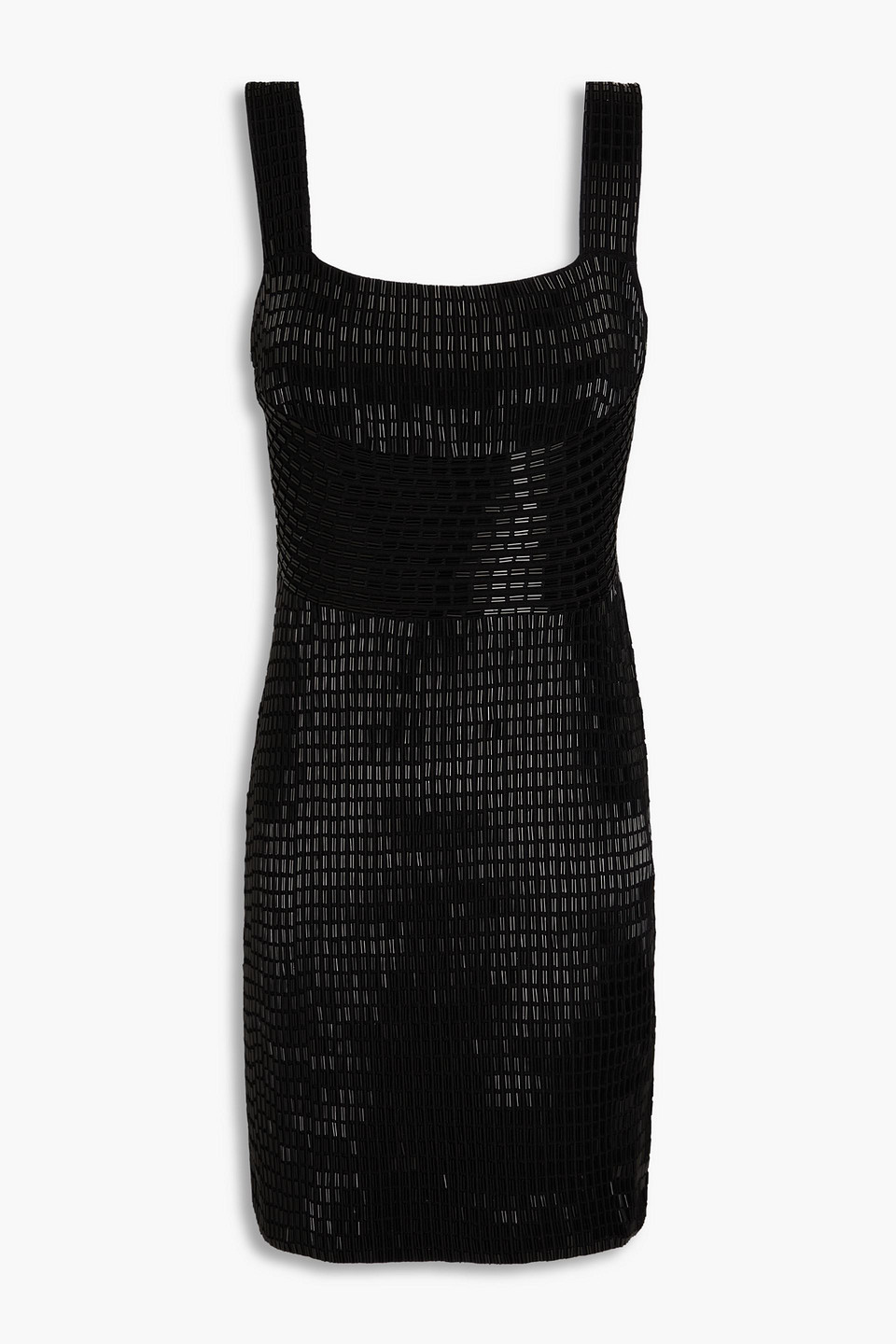 Simkhai Jayde Bead-embellished Knitted Mini Dress In Black