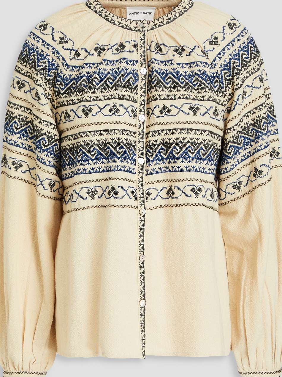 luna embroidered cotton blouse