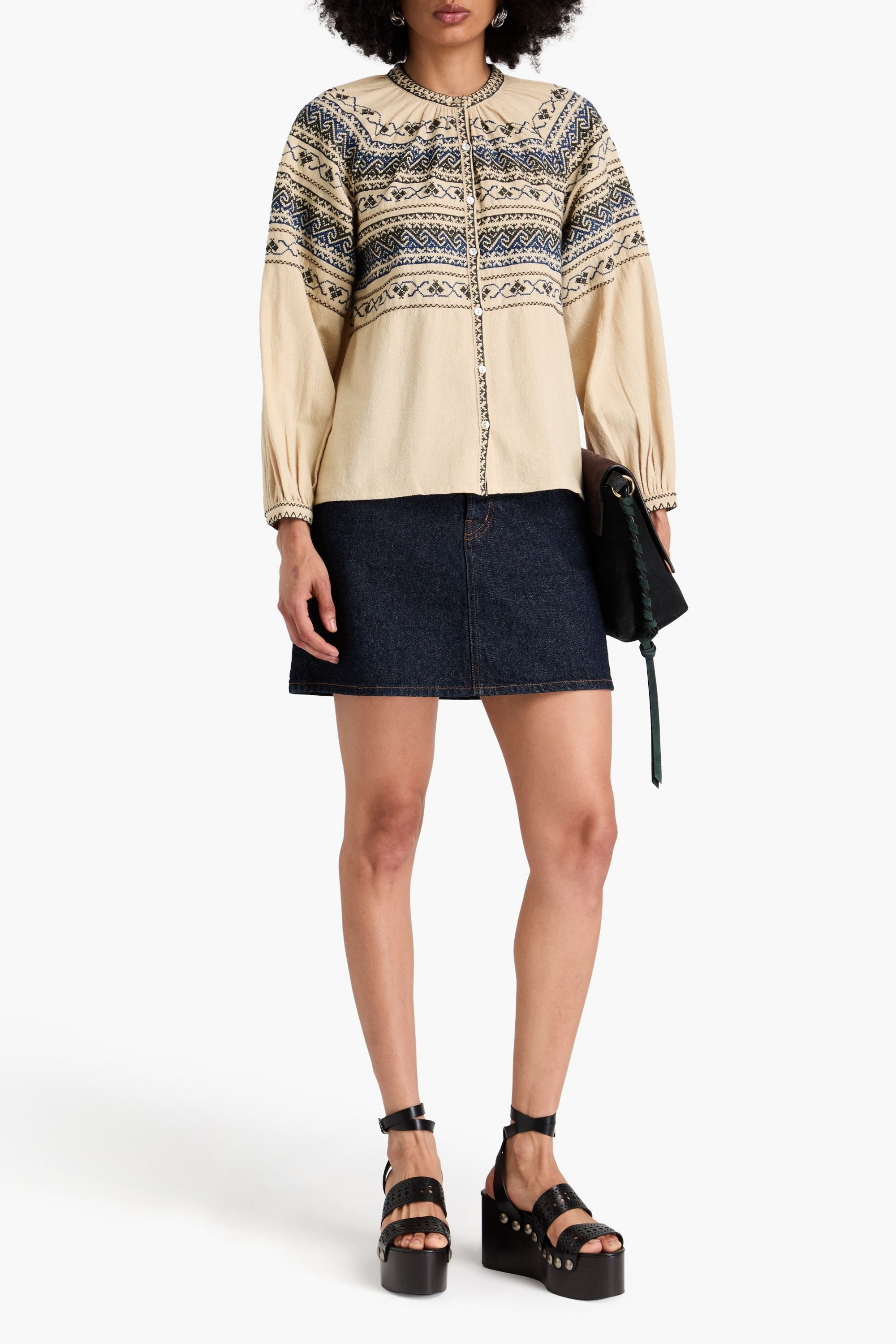 Antik Batik Luna embroidered cotton blouse