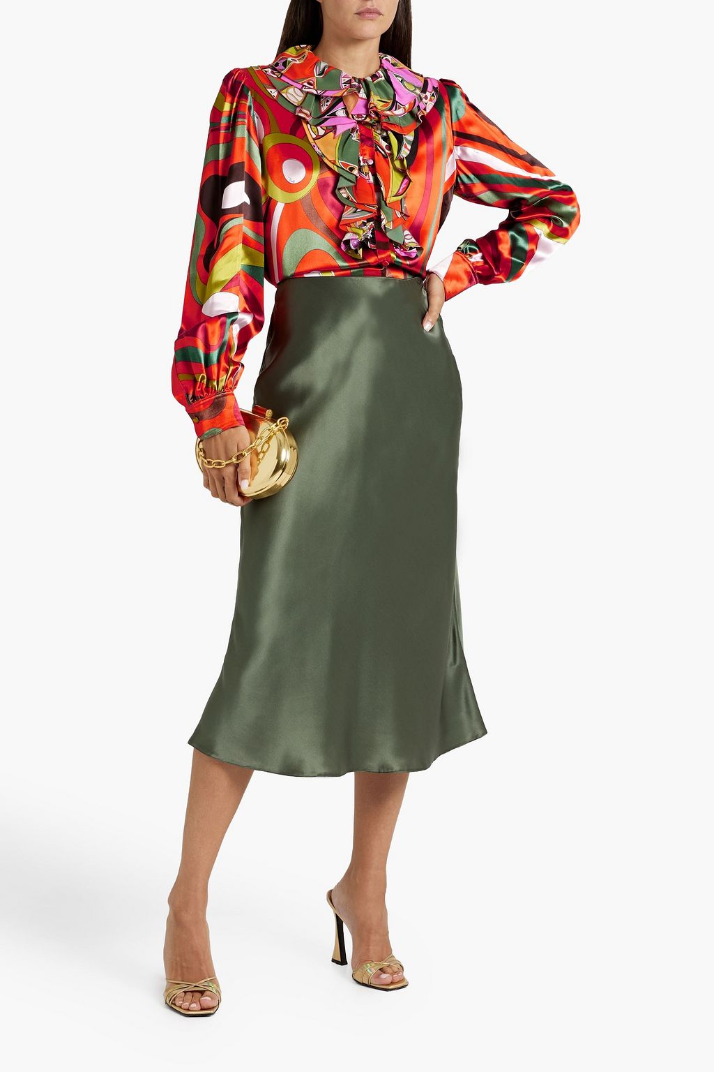 PUCCI Ruffled printed satin blouse