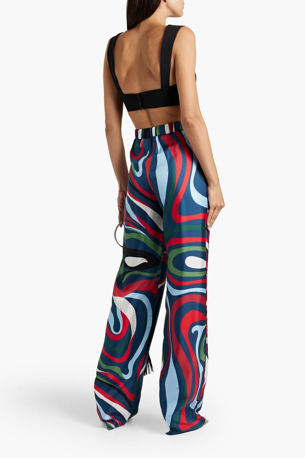 PUCCI Printed silk-twill wide-leg pants