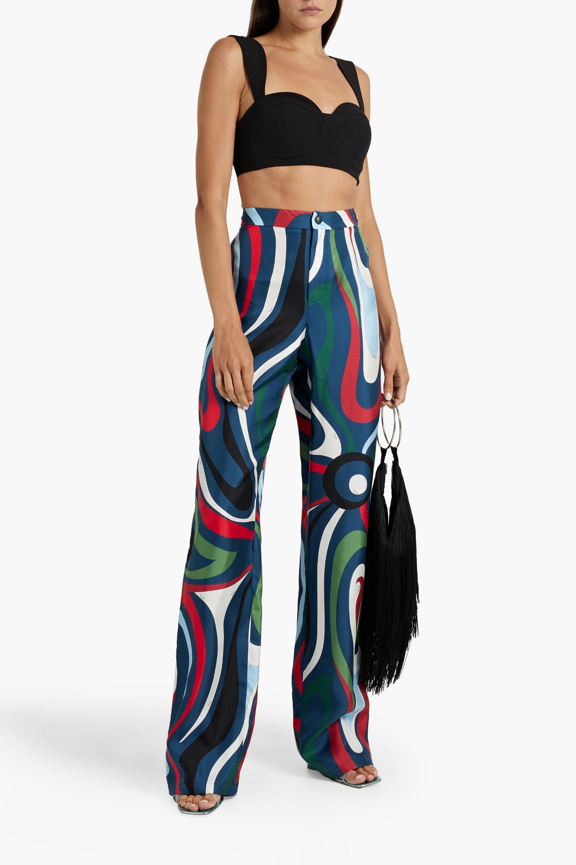 Pucci Printed silk-twill wide-leg pants