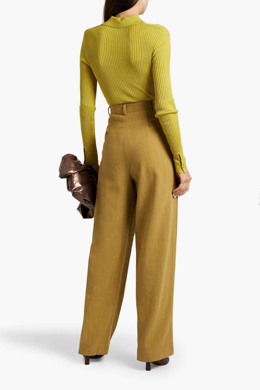 MARA HOFFMAN Pleated cotton wide-leg pants
