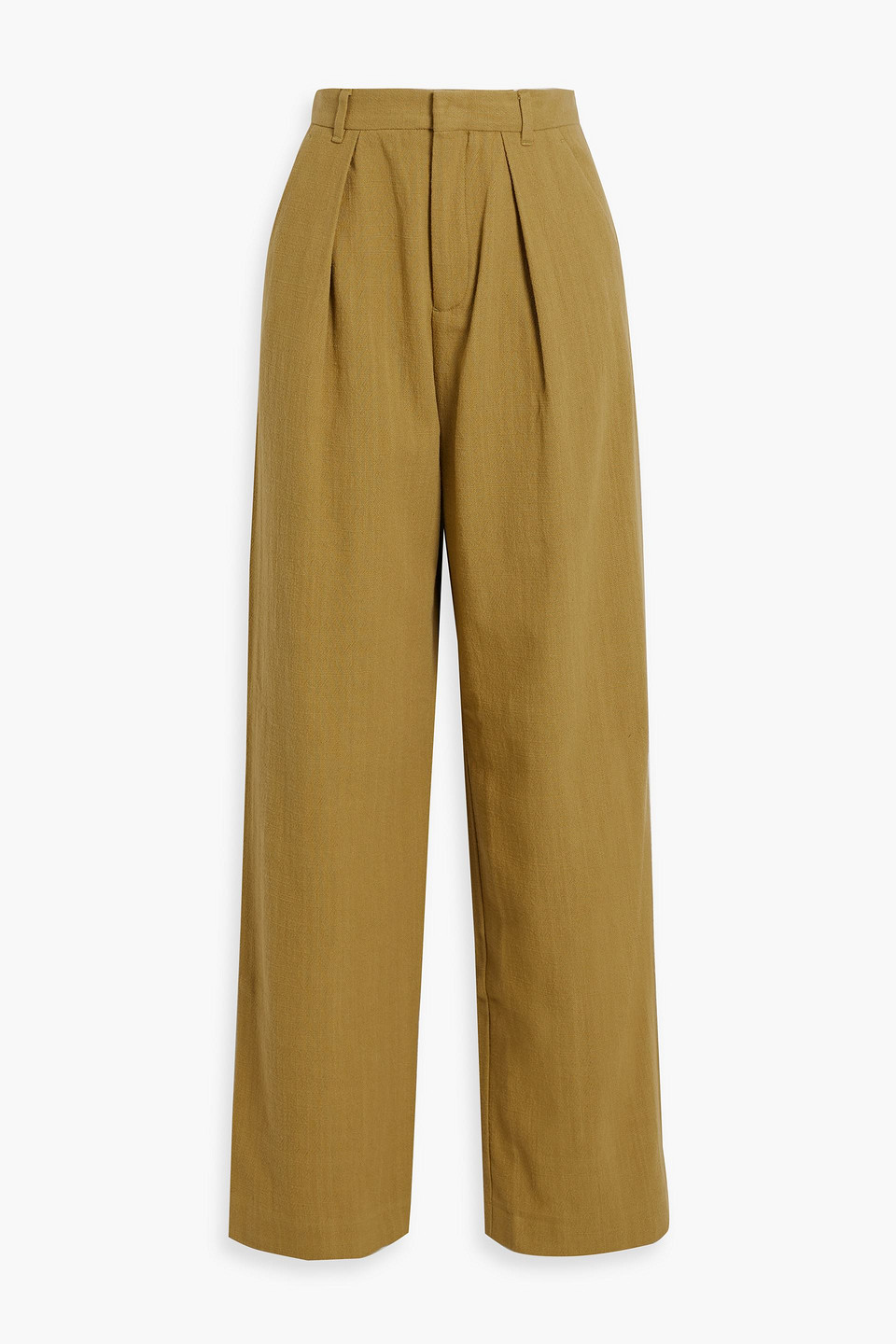 Mara Hoffman Pleated Cotton Straight-leg Pants In Army Green