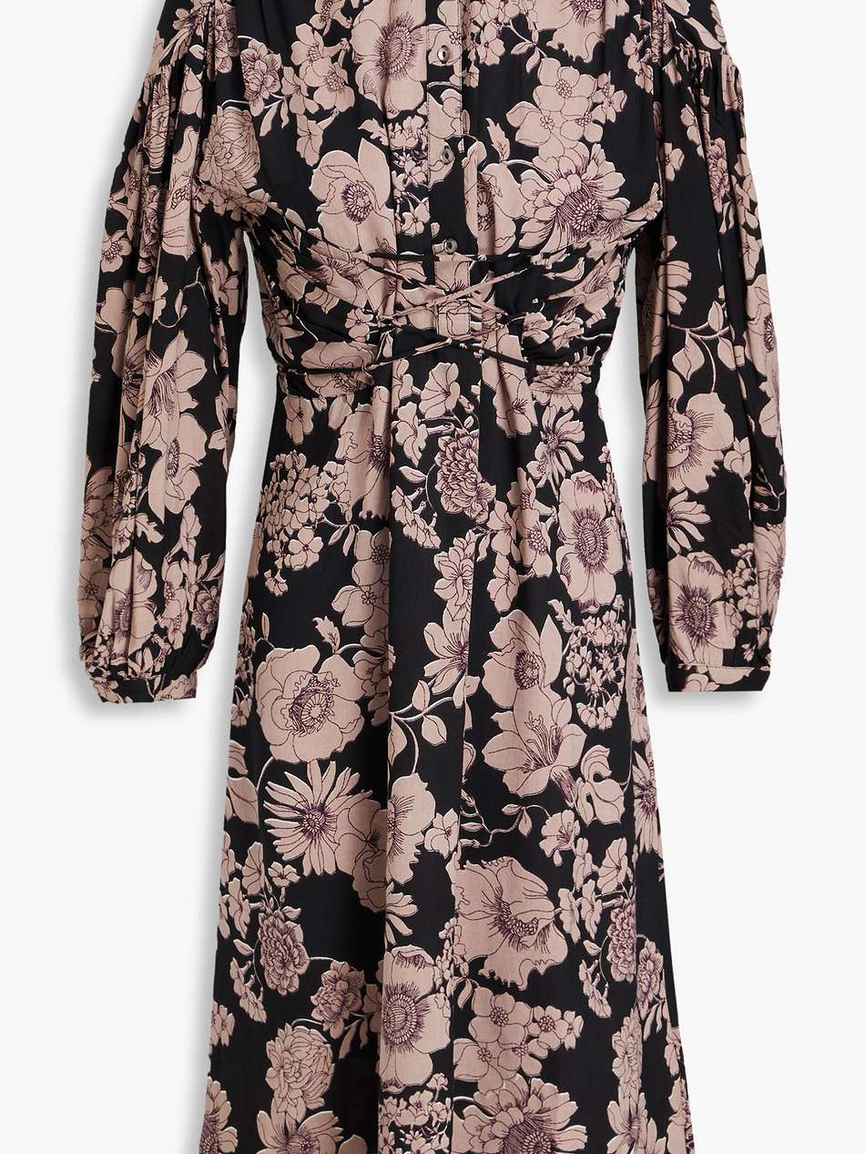 leonie lace-up floral-print woven dress