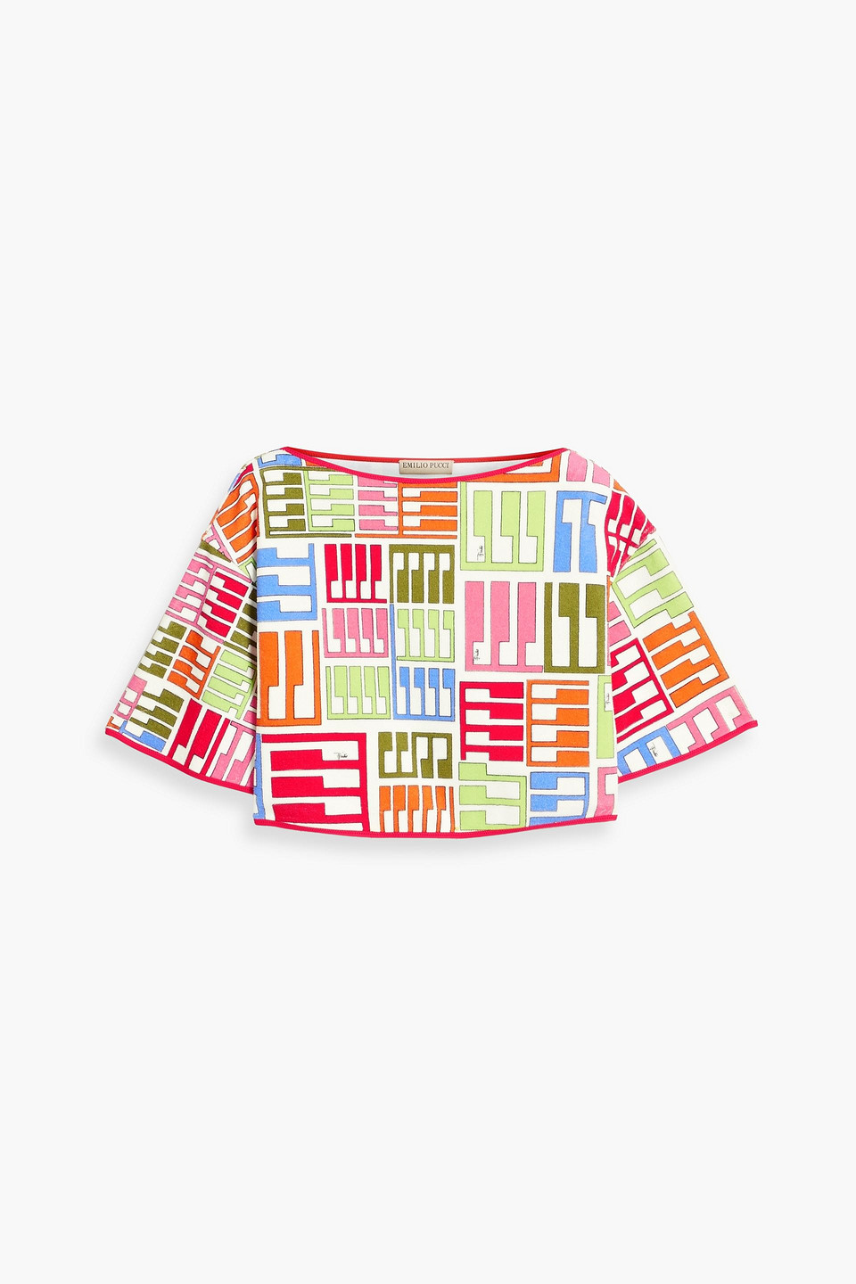 Pucci Cropped Printed Cotton-blend Terry Top In Red