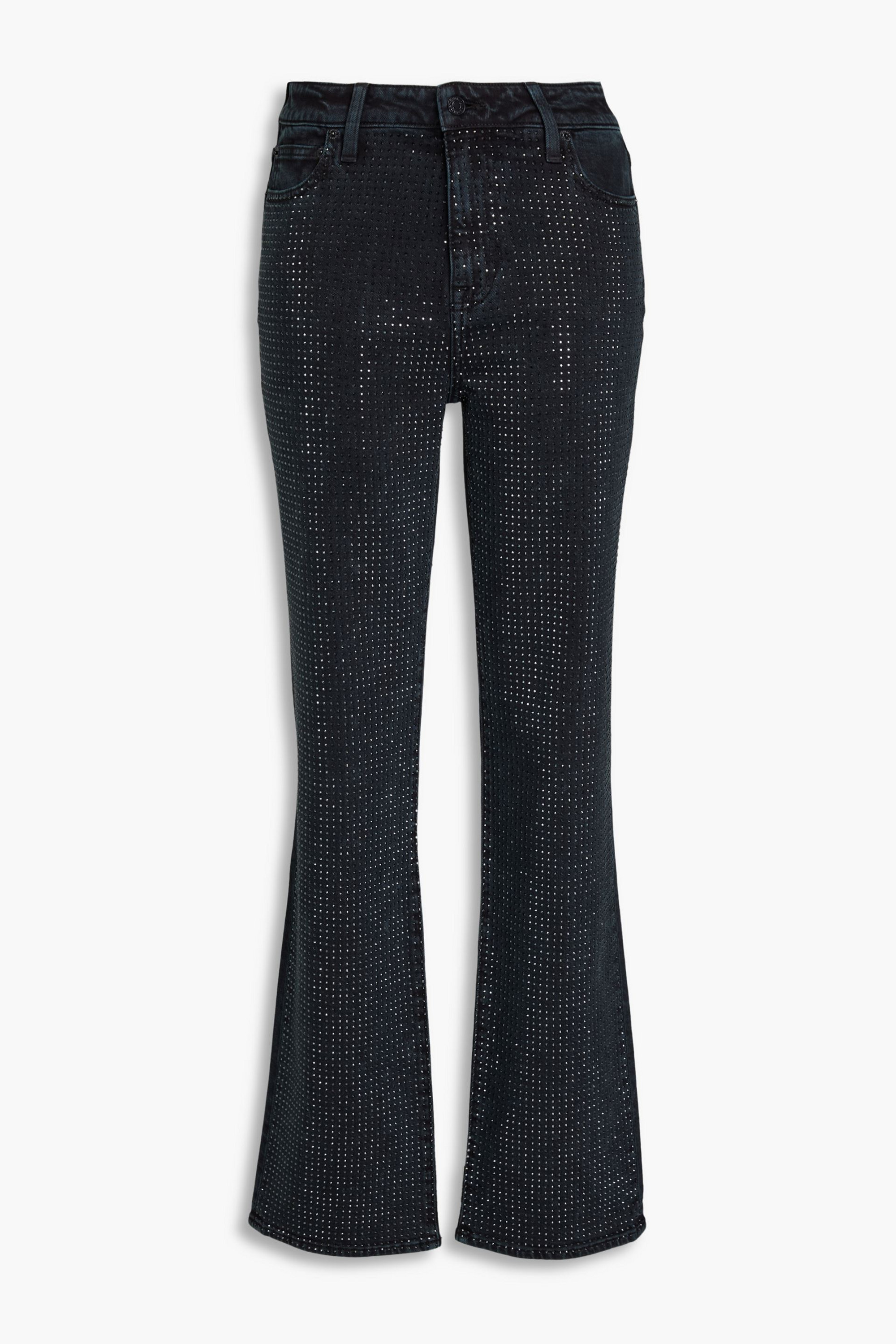 SIMKHAI Crystal-embellished high-rise straight-leg jeans
