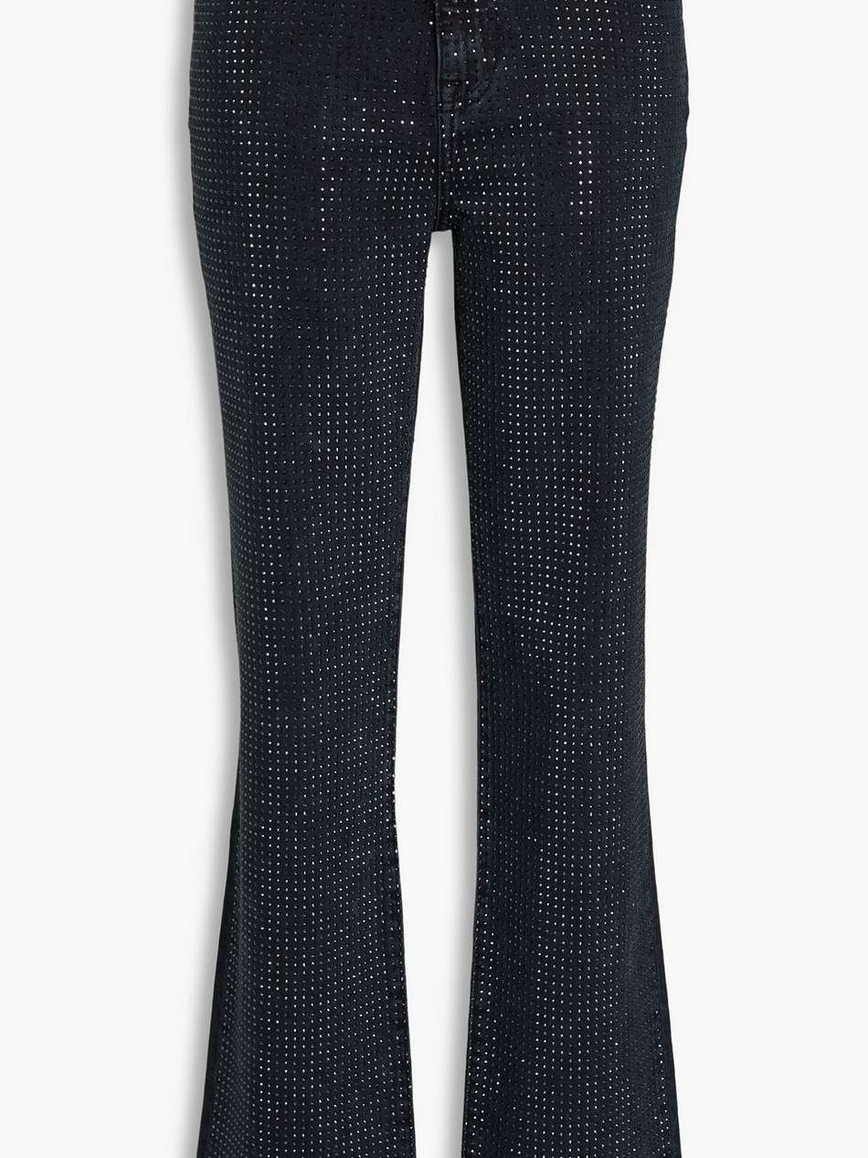 crystal-embellished high-rise straight-leg jeans