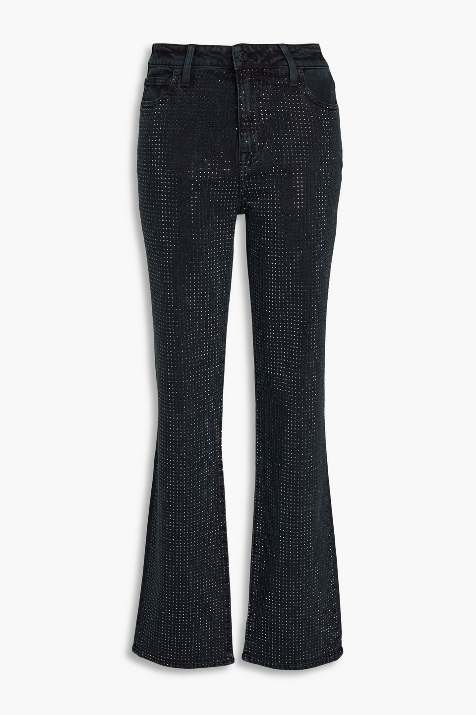 Simkhai Crystal-embellished High-rise Straight-leg Jeans In Black