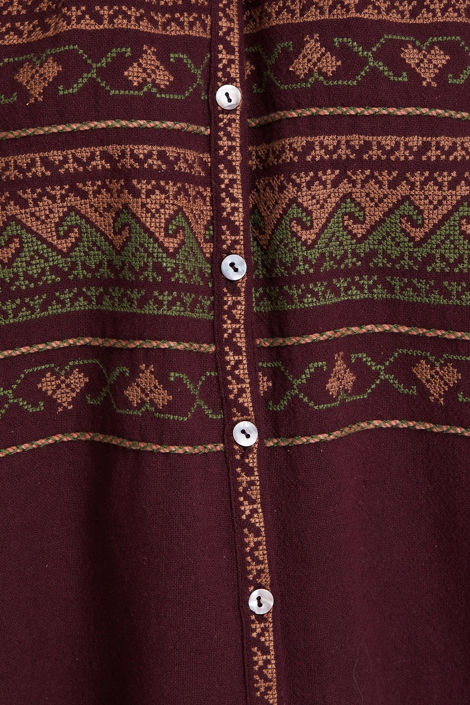 Antik Batik Luna Embroidered Cotton Blouse In Burgundy