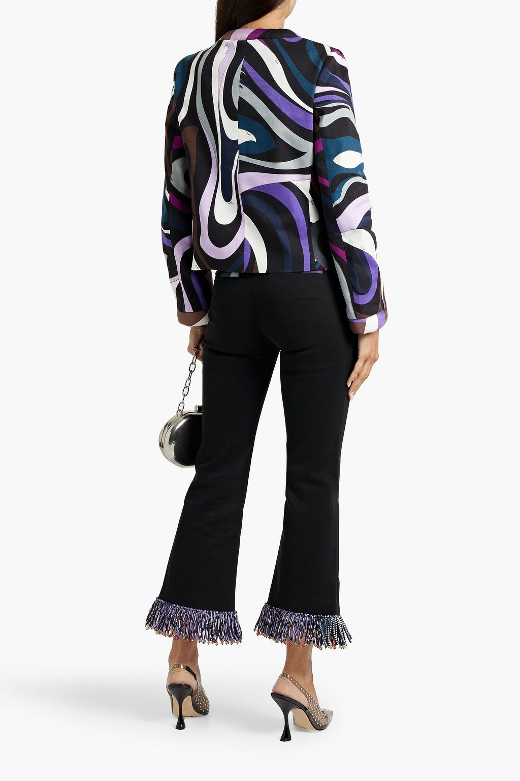 PUCCI Fringed cotton-blend twill flared pants