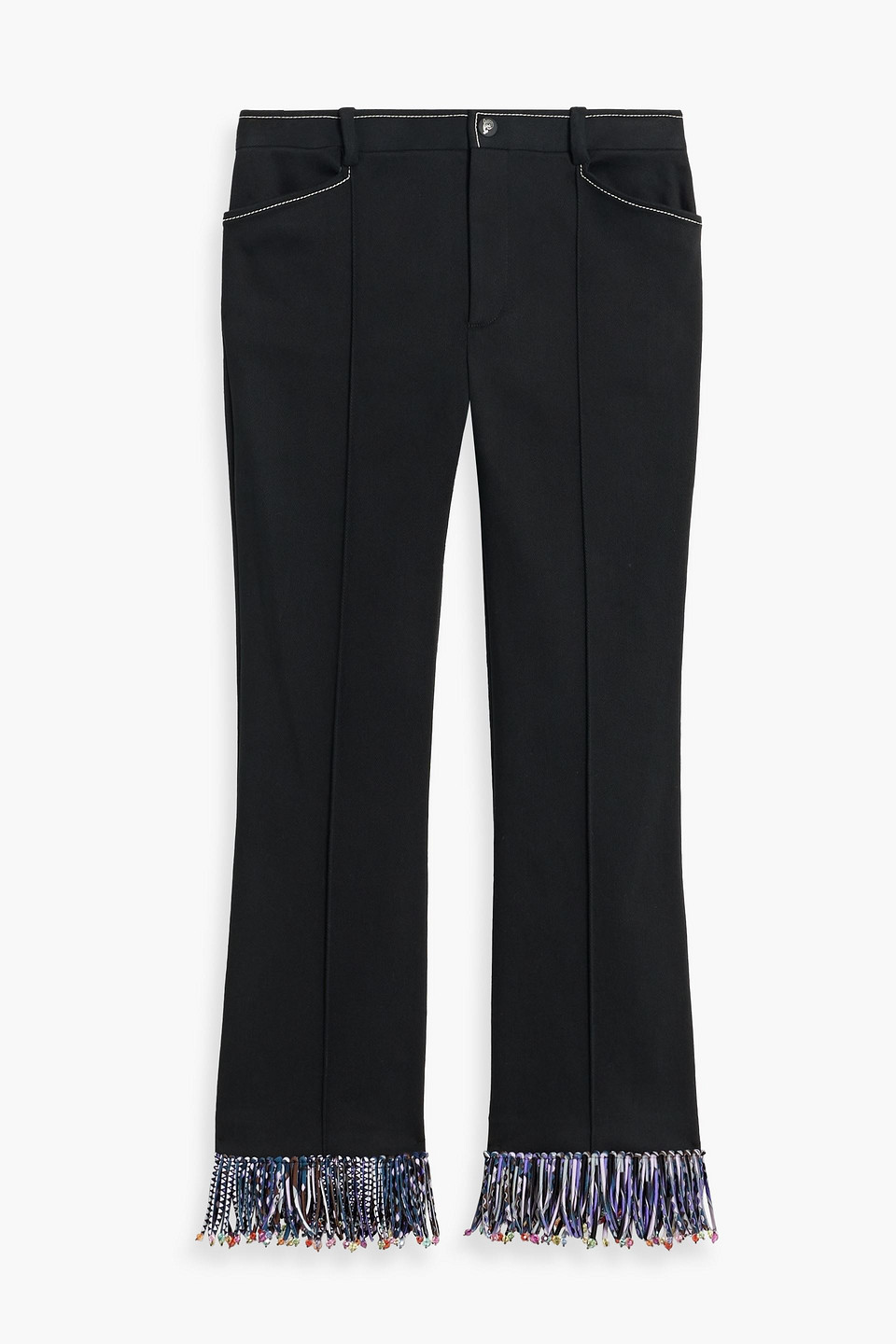 Pucci Fringed Cotton-blend Twill Flared Pants In Black