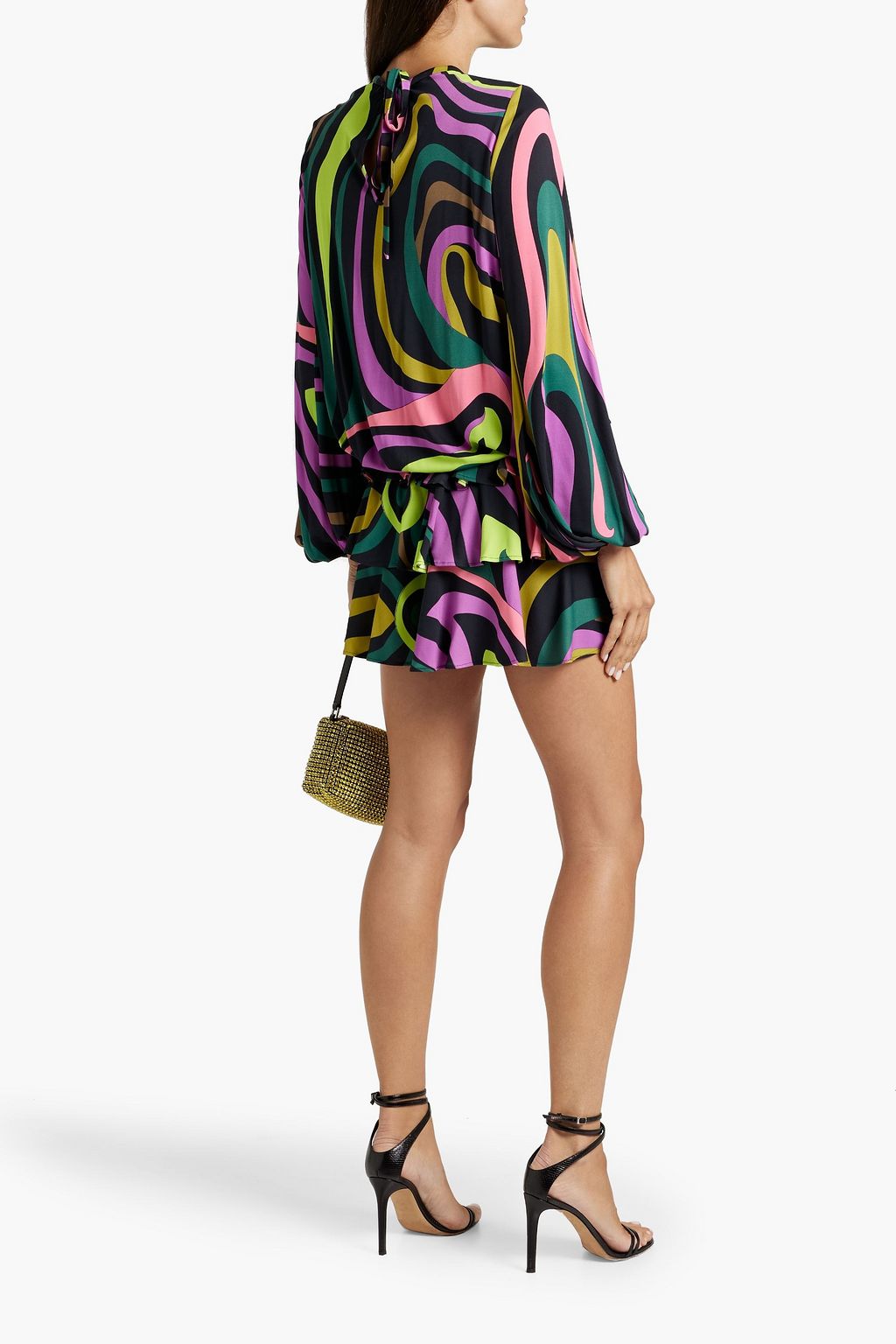 PUCCI Ruffled printed satin-jersey mini dress