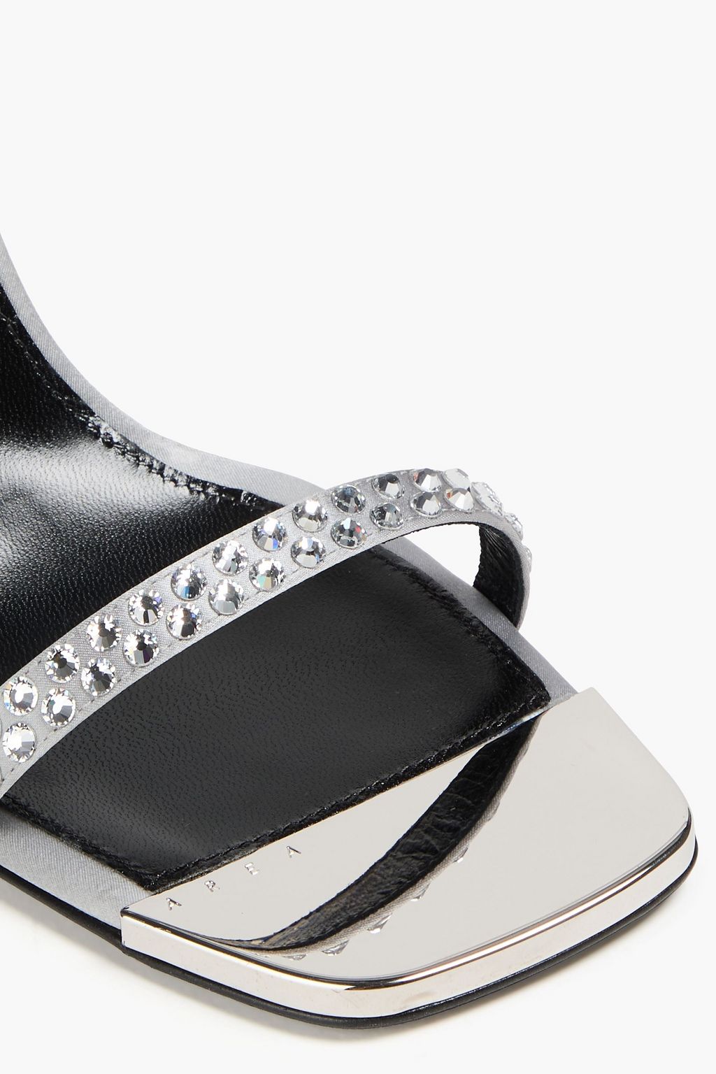 AREA X SERGIO ROSSI 크리스털 장식 새틴 샌들