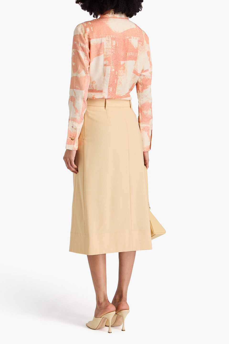 Shop Rejina Pyo Isra Wool-blend Midi Wrap Skirt In Sand