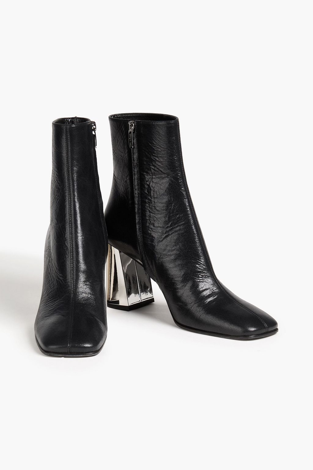 SERGIO ROSSI Glossed-leather ankle boots