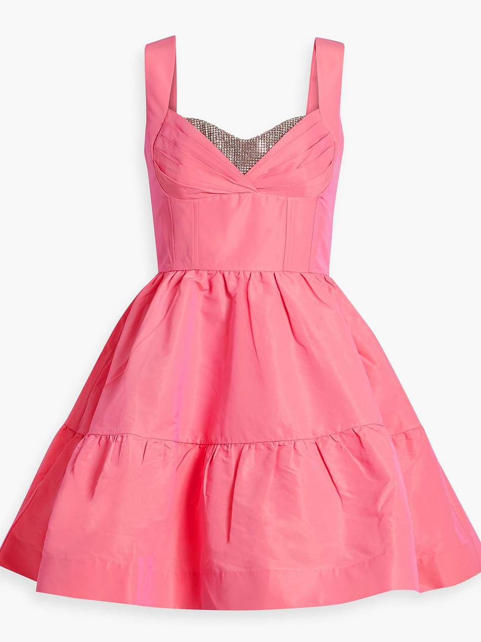 brydie flared crystal-embellished taffeta mini dress