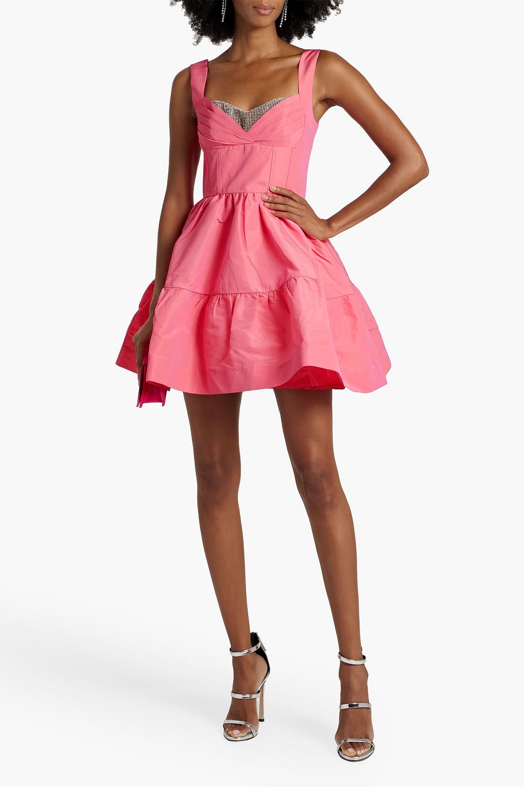 REBECCA VALLANCE Brydie flared crystal-embellished taffeta mini dress