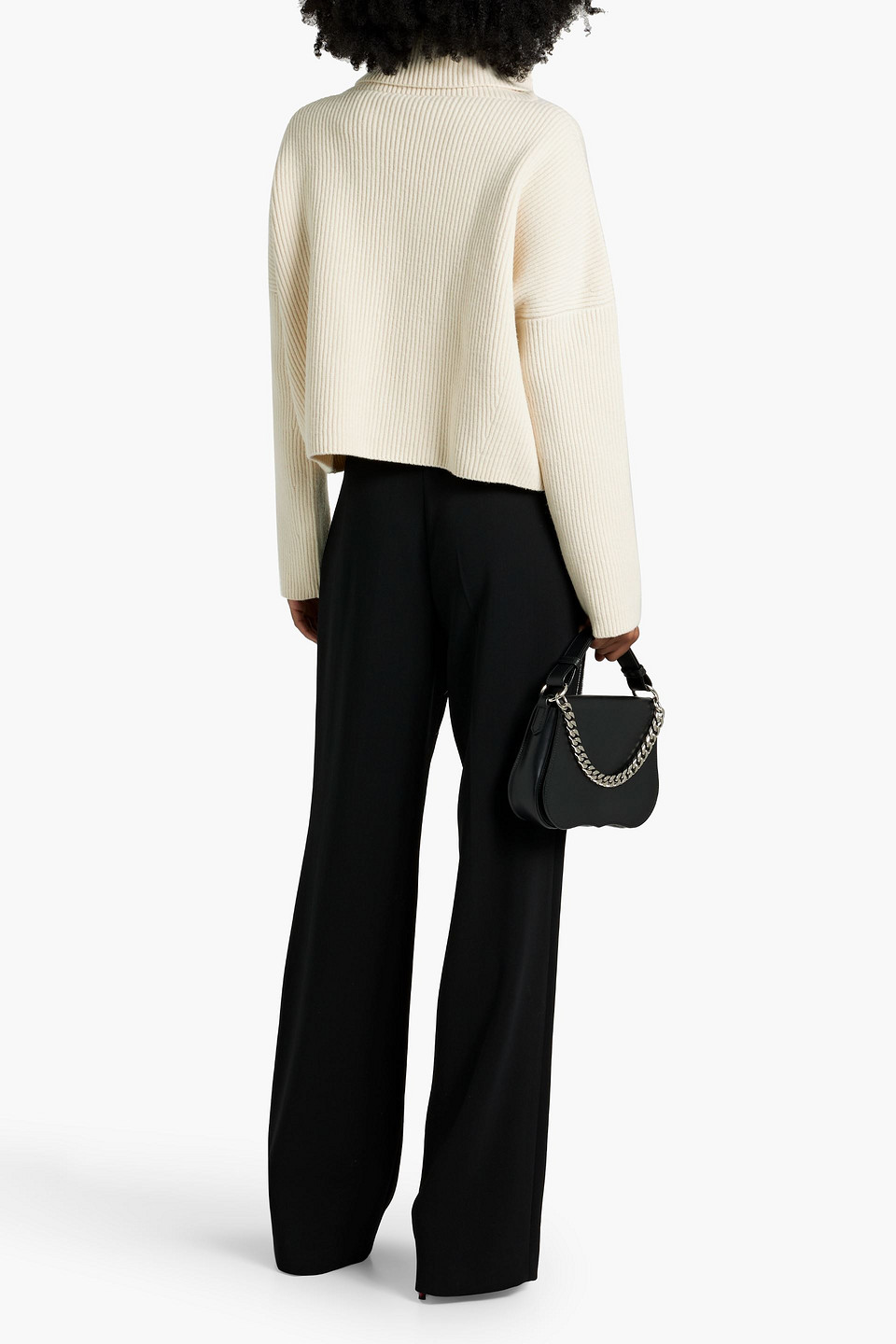 ANOTHER TOMORROW RIBBED WOOL TURTLENECK SWEATER