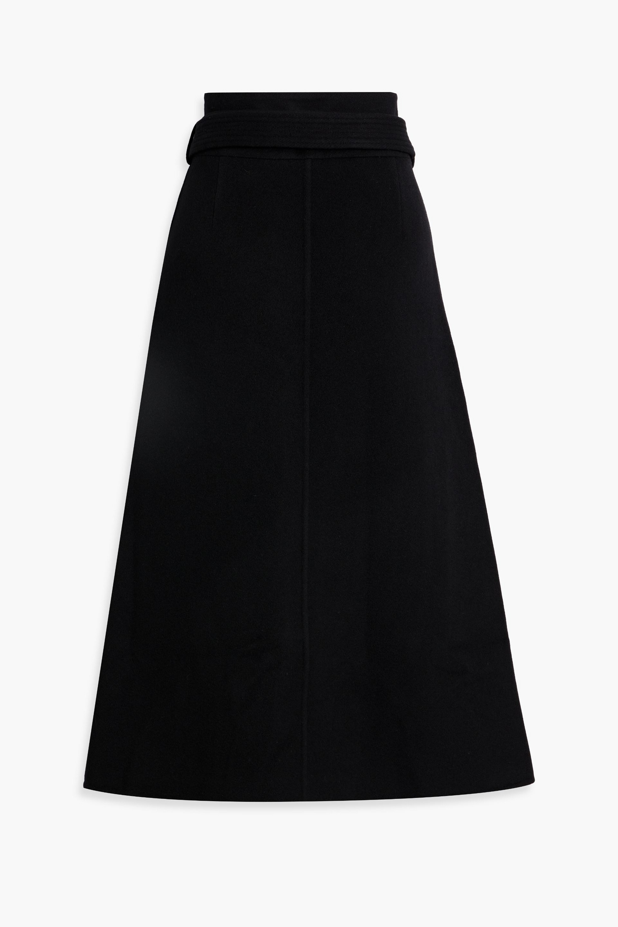 Another Tomorrow Belted cashmere-felt midi skirt